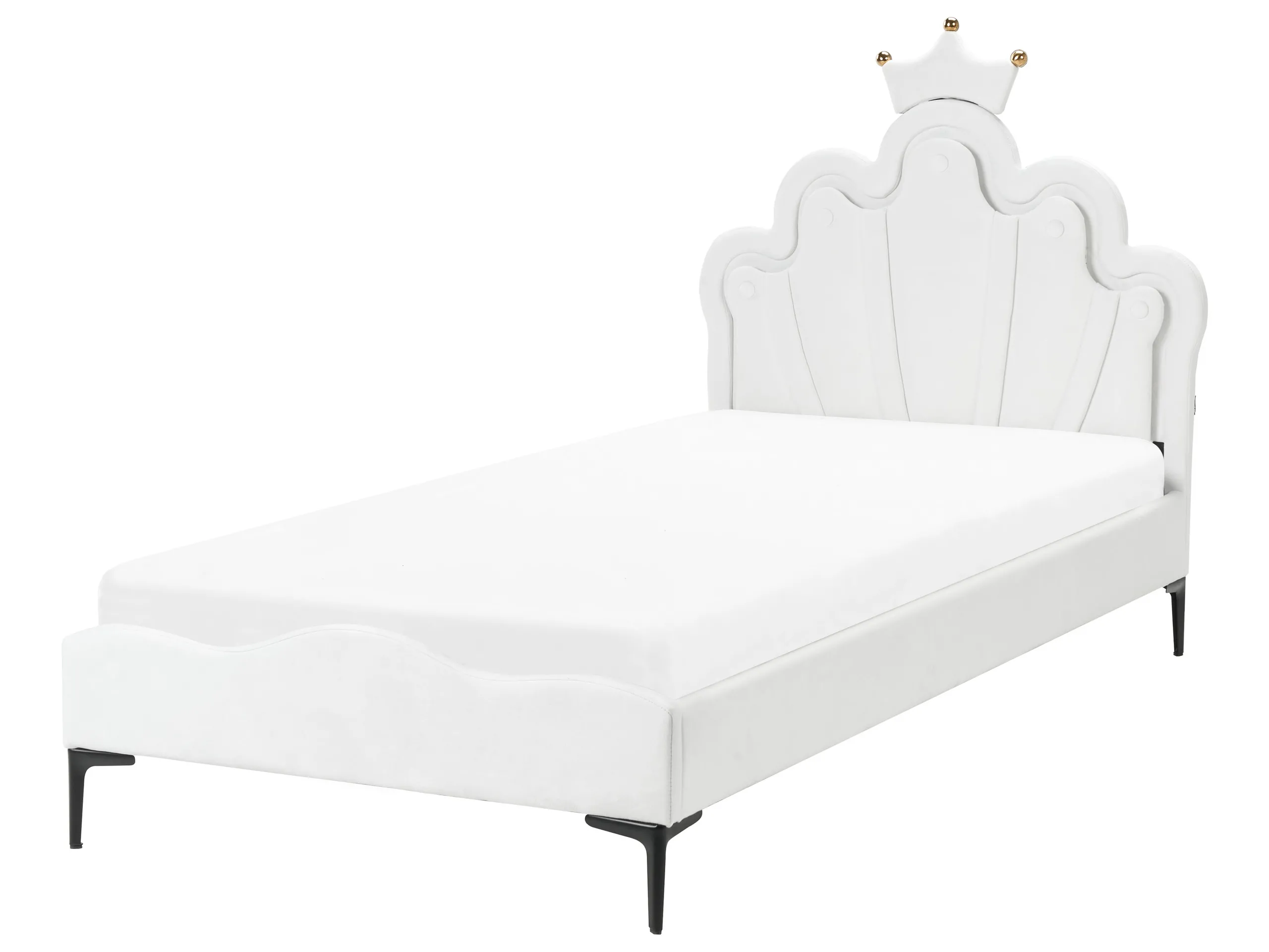 Cama infantil Corona Terciopelo RUBIAN 90 x 200 cm con LED Blanco