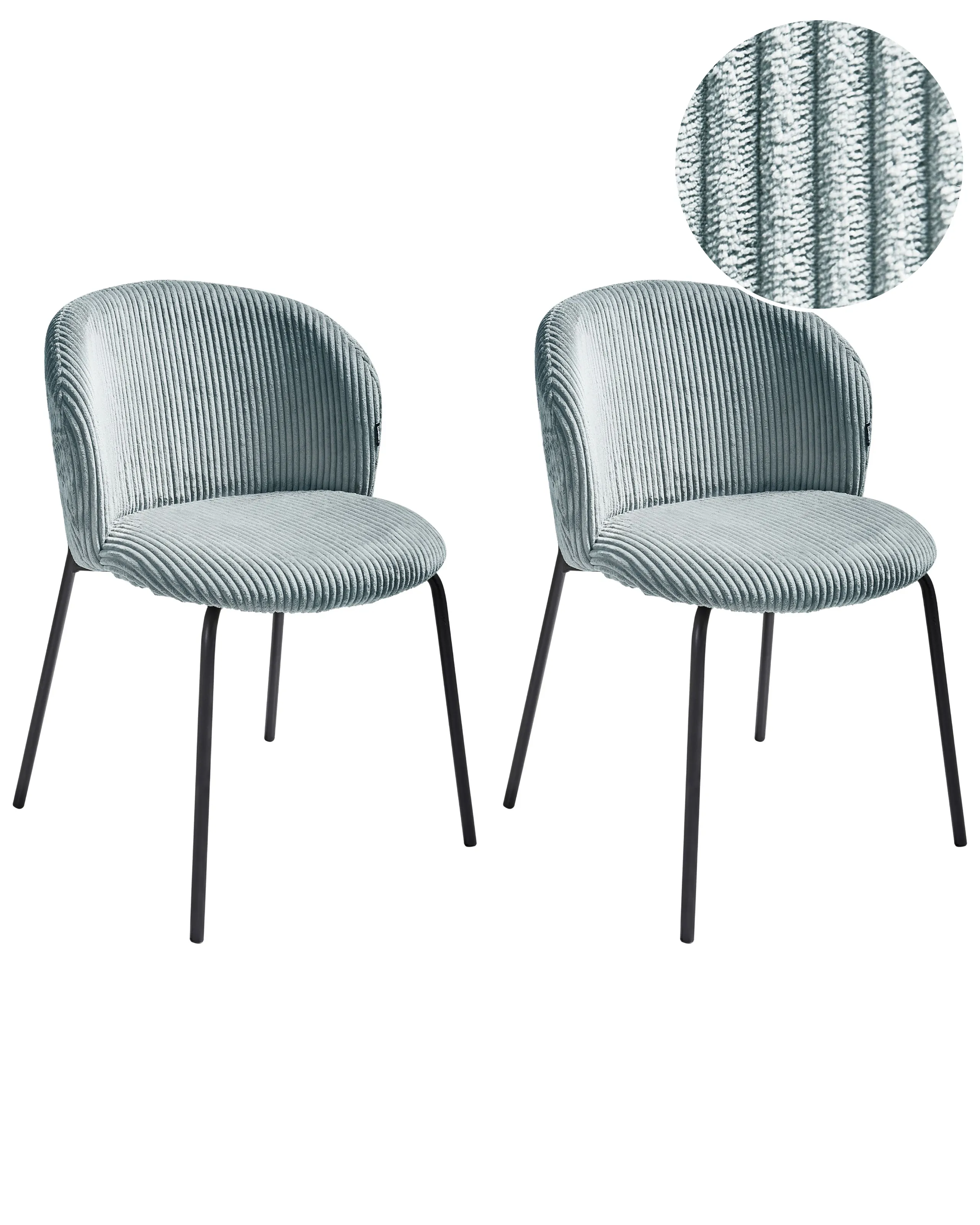 Conjunto de 2 sillas de comedor MILES Pana Azul claro