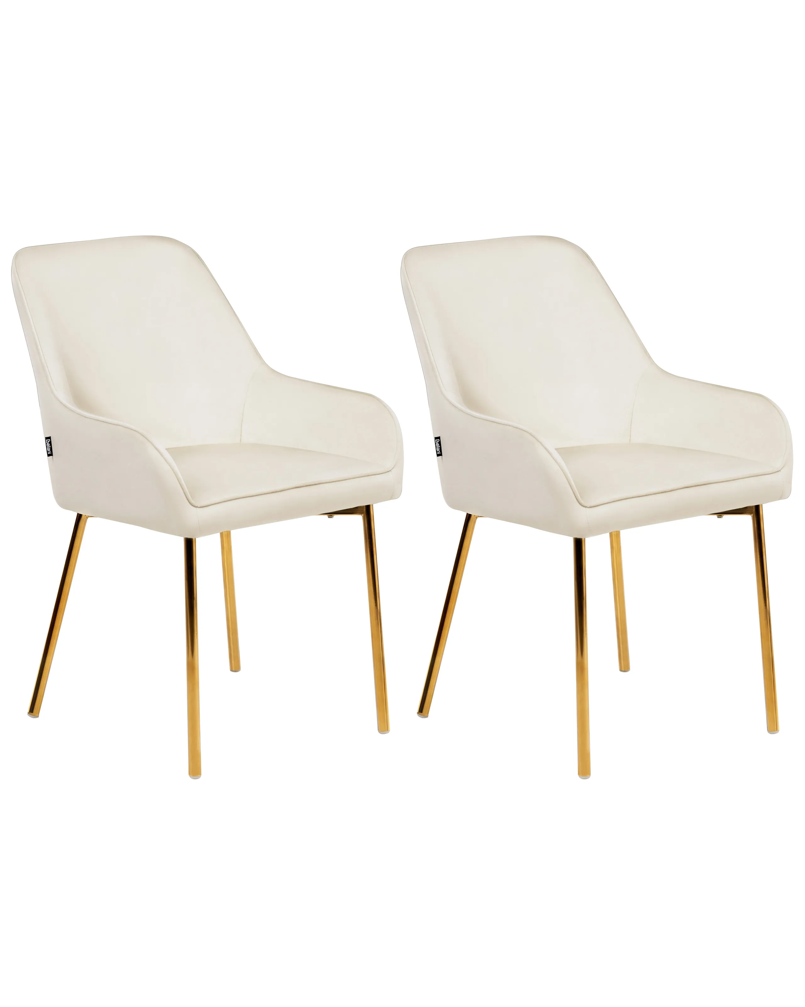 Conjunto de 2 sillas de comedor LOVERNA Terciopelo Blanco crema