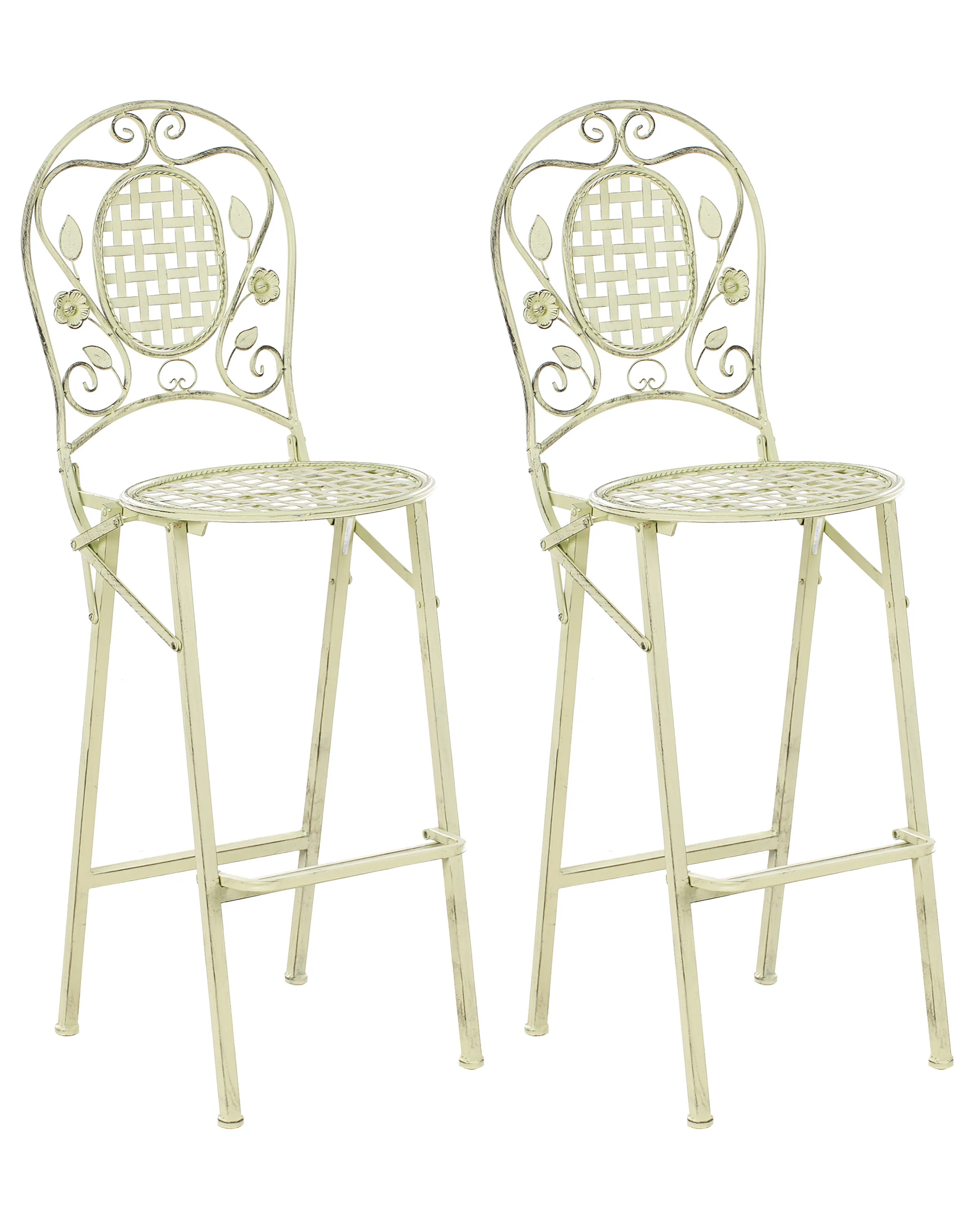 Conjunto de 2 sillas de bar de jardín BIVIO plegable Metal Verde claro