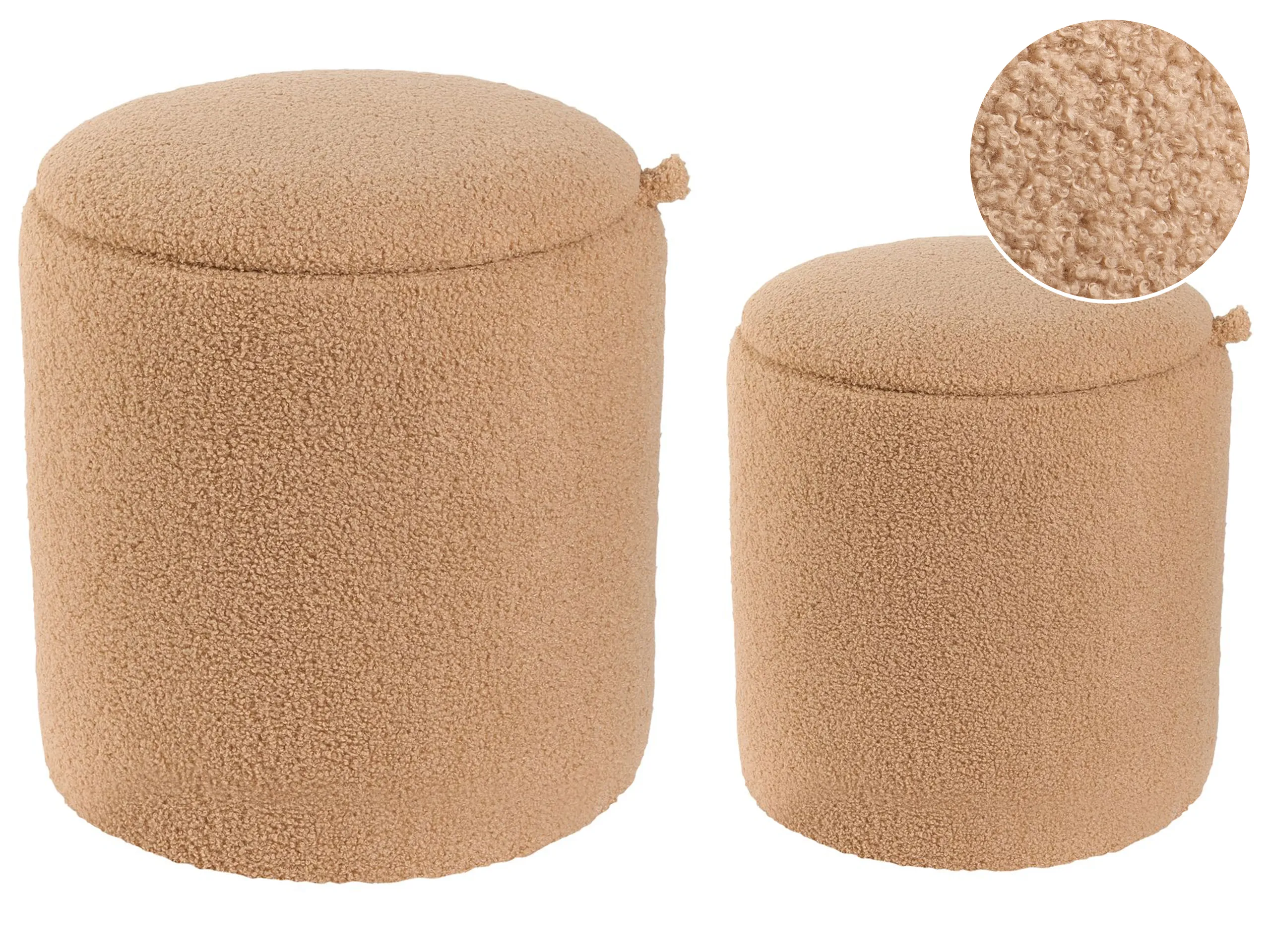 Conjunto de 2 pufs con almacenaje BEREA Bouclé Marrón claro