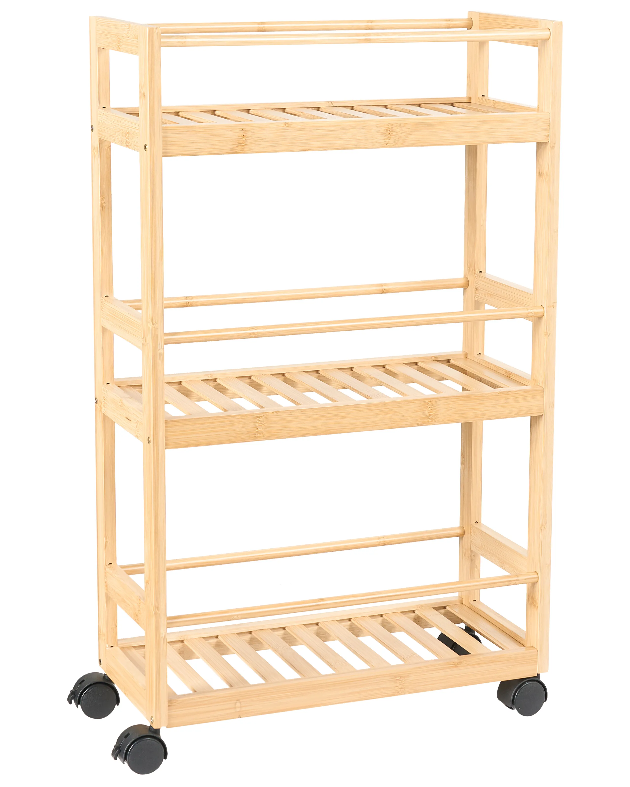 Shelving Unit QUINTAY Bamboo Light Brown with Wheels