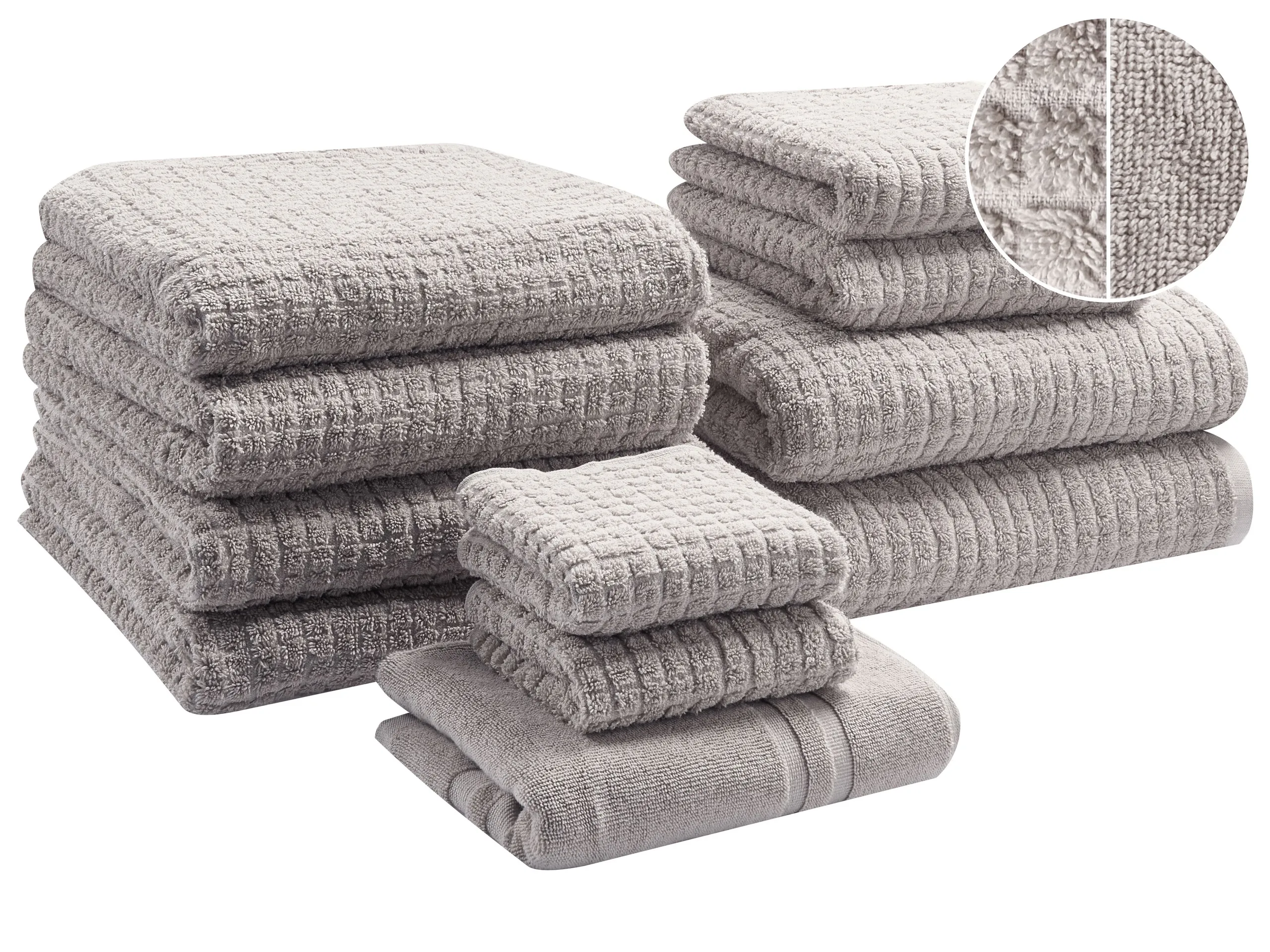 Conjunto de 11 toallas ATAI Algodón Gris claro