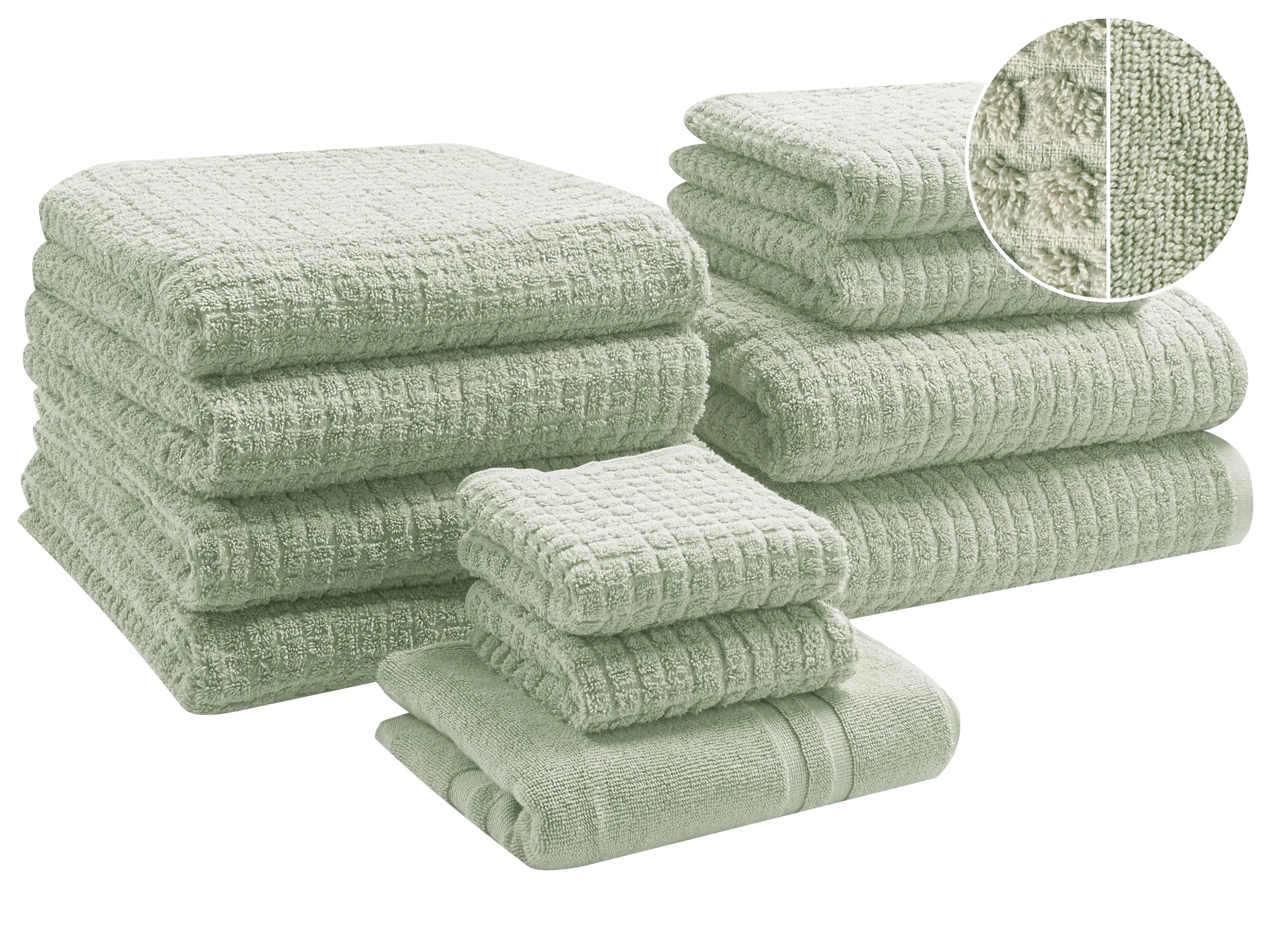 Conjunto de 11 toallas ATAI Algodón Verde claro