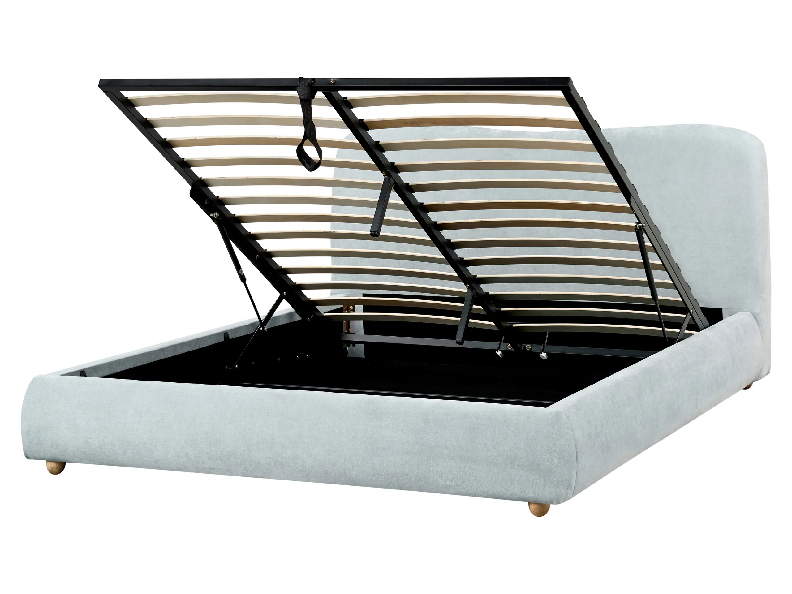 Cama con almacenaje Chenilla BLAGNAC 160 x 200 cm Azul claro