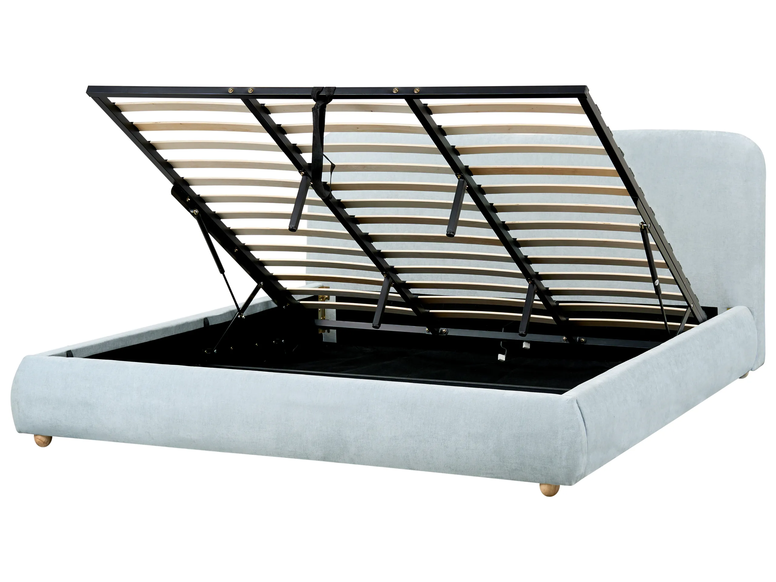 Cama con almacenaje Chenilla BLAGNAC 180 x 200 cm Azul claro