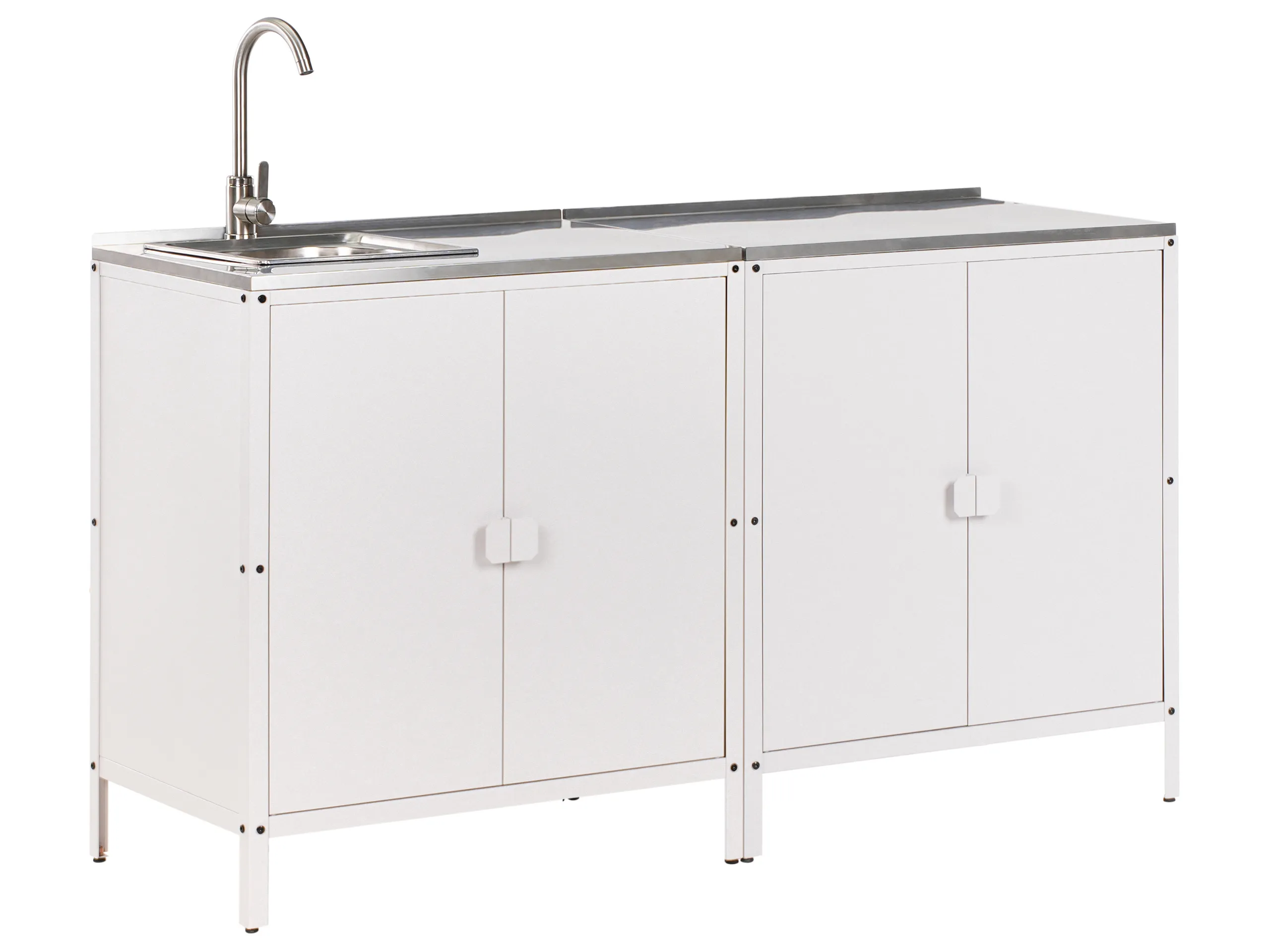 2 Piece Outdoor Kitchen Set with Sink VILAMA Metal White