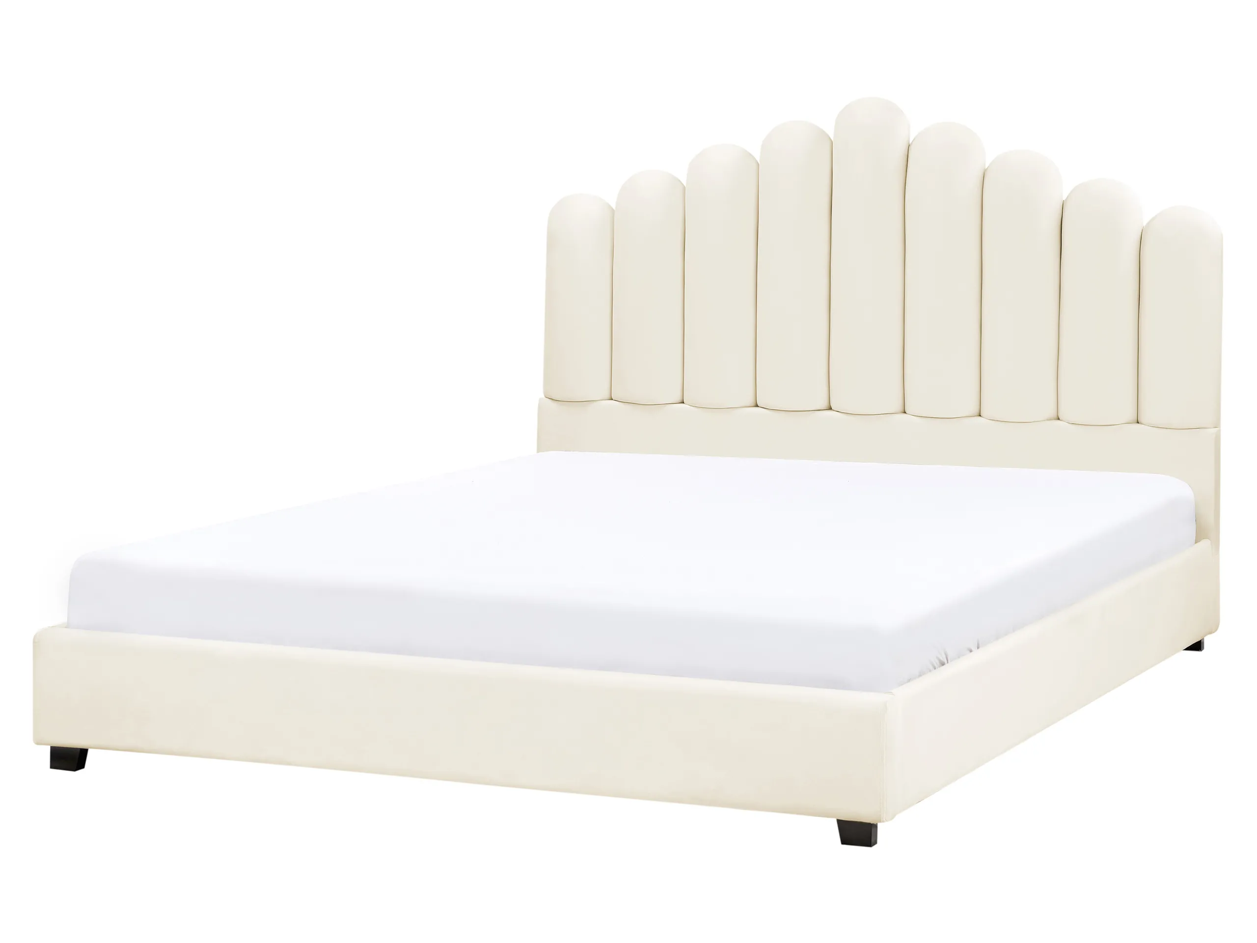 Cama de agua Terciopelo VINCENNES 160 x 200 cm Blanco crema