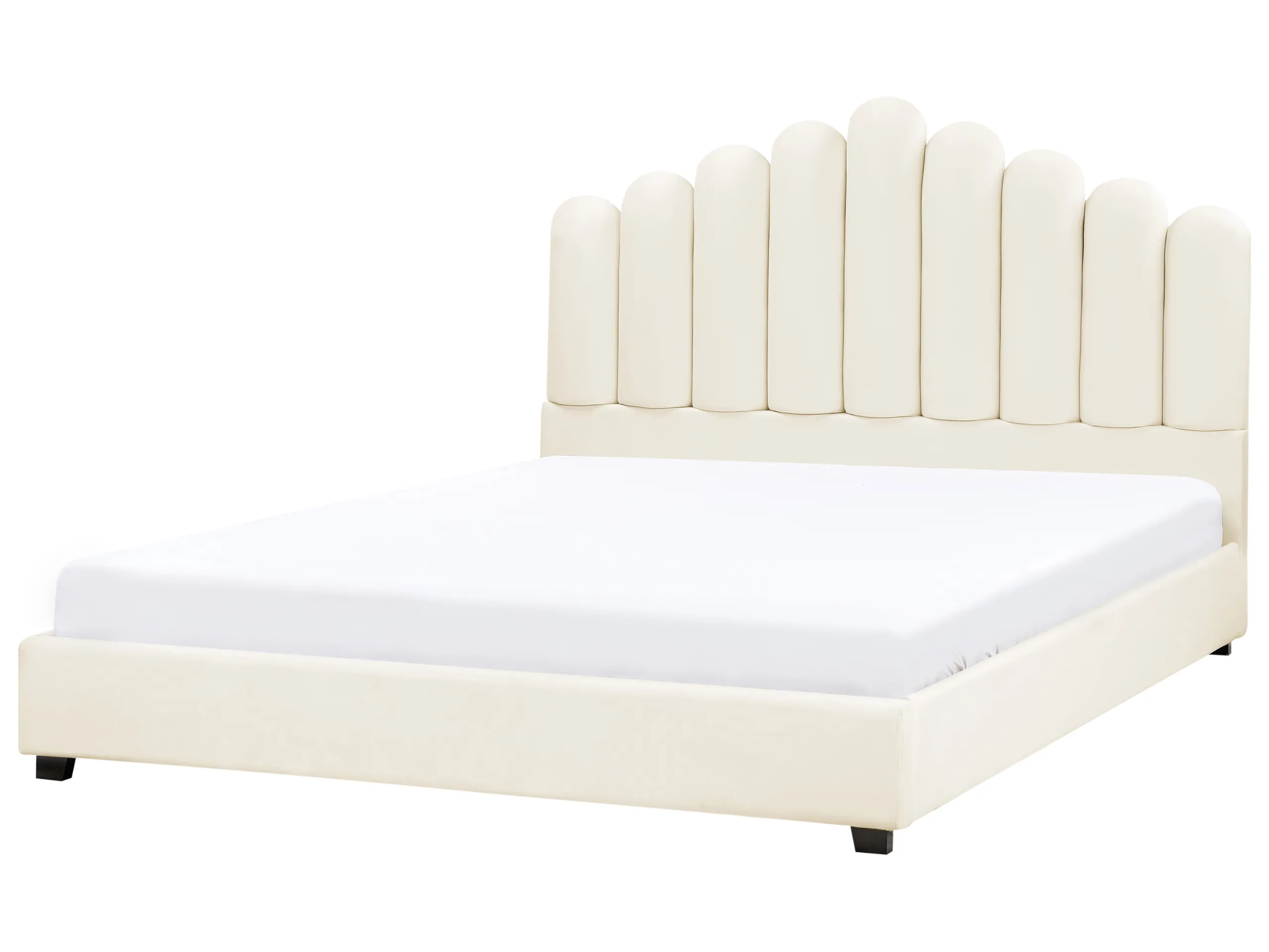 Cama Terciopelo VINCENNES 180 x 200 cm Blanco crema