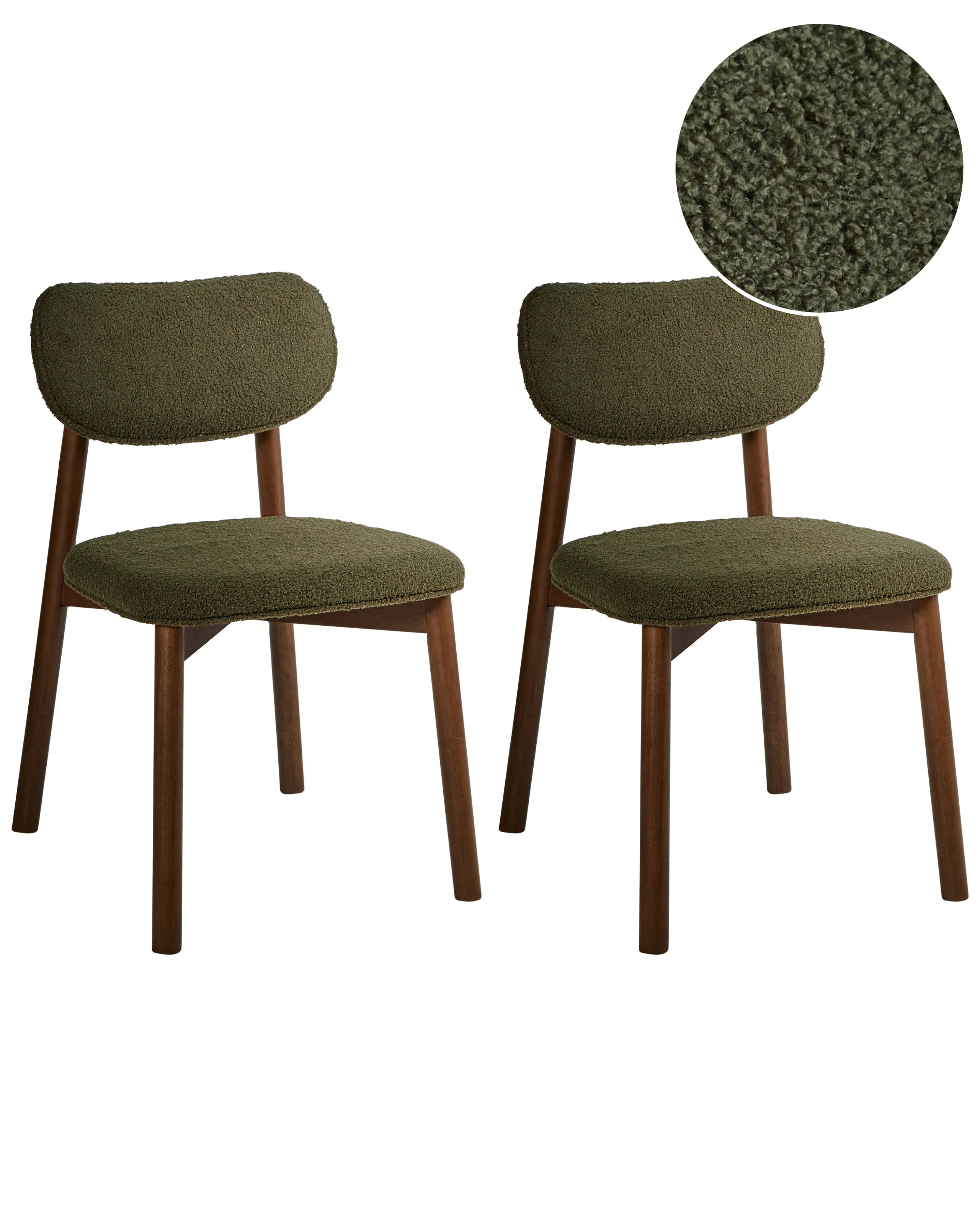 Conjunto de 2 sillas de comedor MILLS Bouclé Marrón/Verde