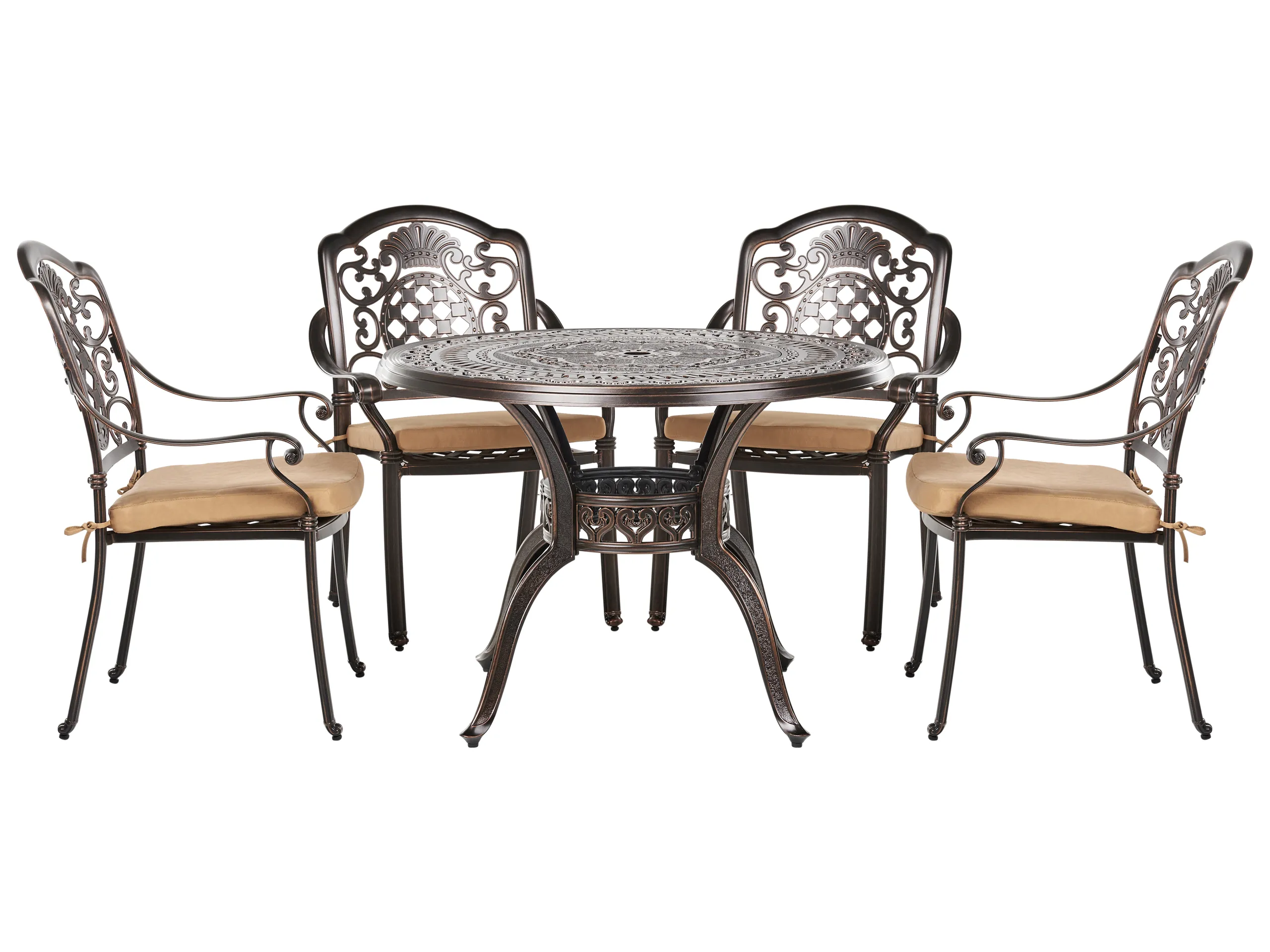Garden Dining Set 4 Seater SALENTO with Cushions Metal Dark Brown