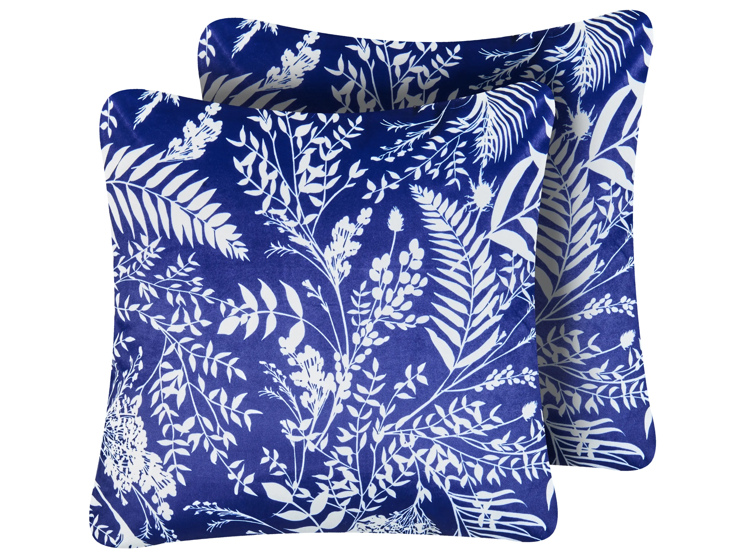 Conjunto de 2 cojines de exterior GLIMMER Patrón de plantas 45 x 45 cm Azul