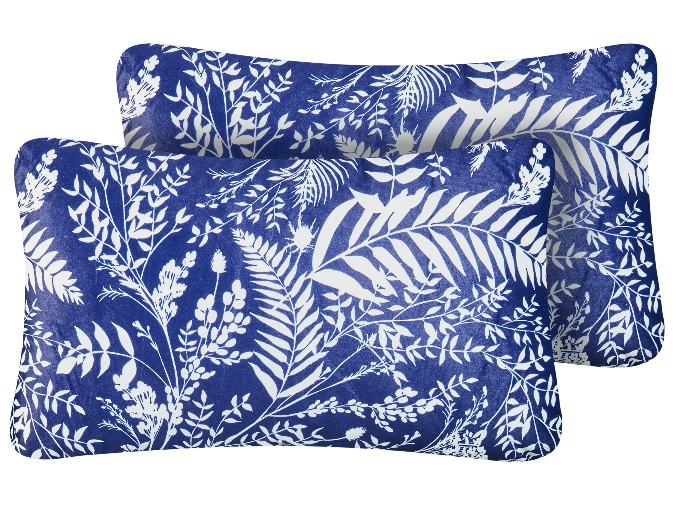 Conjunto de 2 cojines de exterior GLIMMER Patrón de plantas 30 x 50 cm Azul