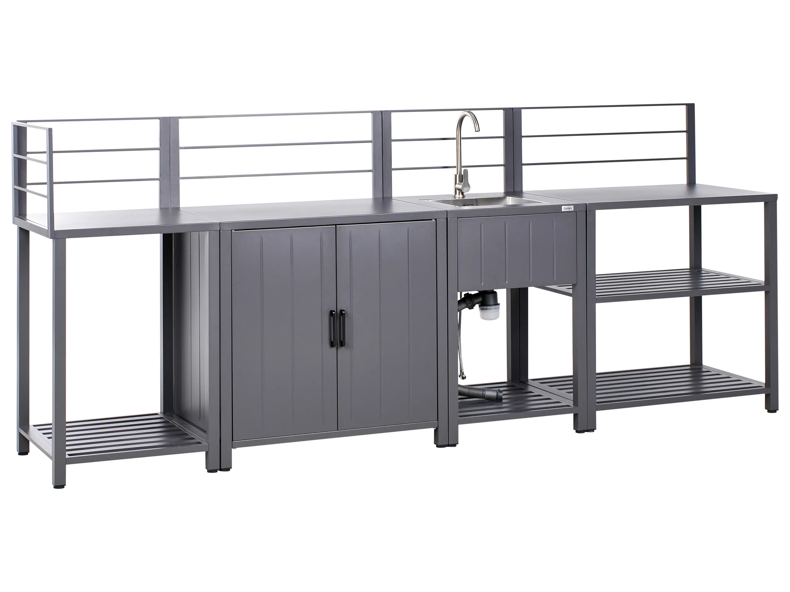Conjunto de 4 muebles de cocina exterior con fregadero VIGGIANO Metal Gris