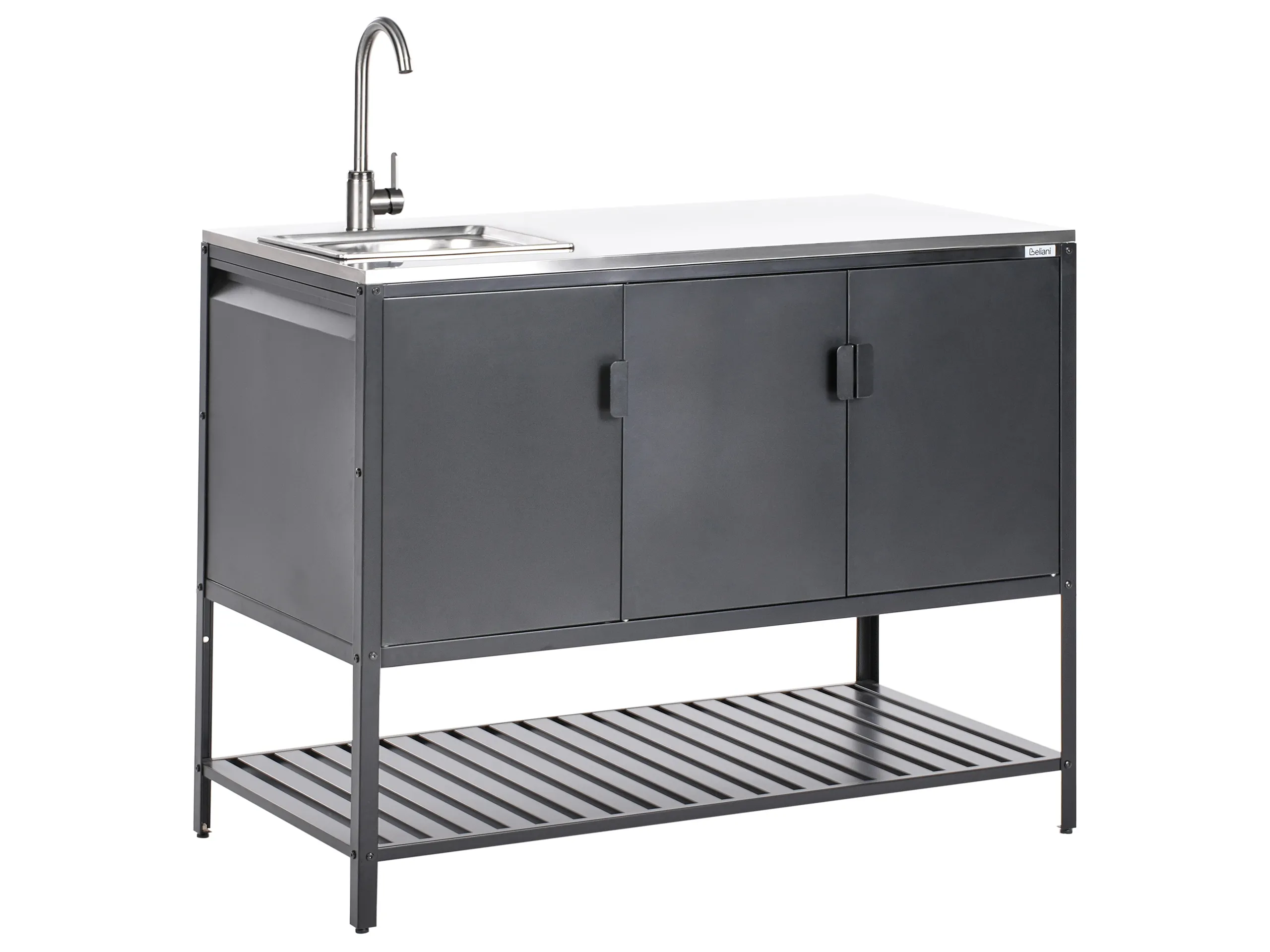 Armario de cocina exterior con fregadero MAENZA Metal Negro