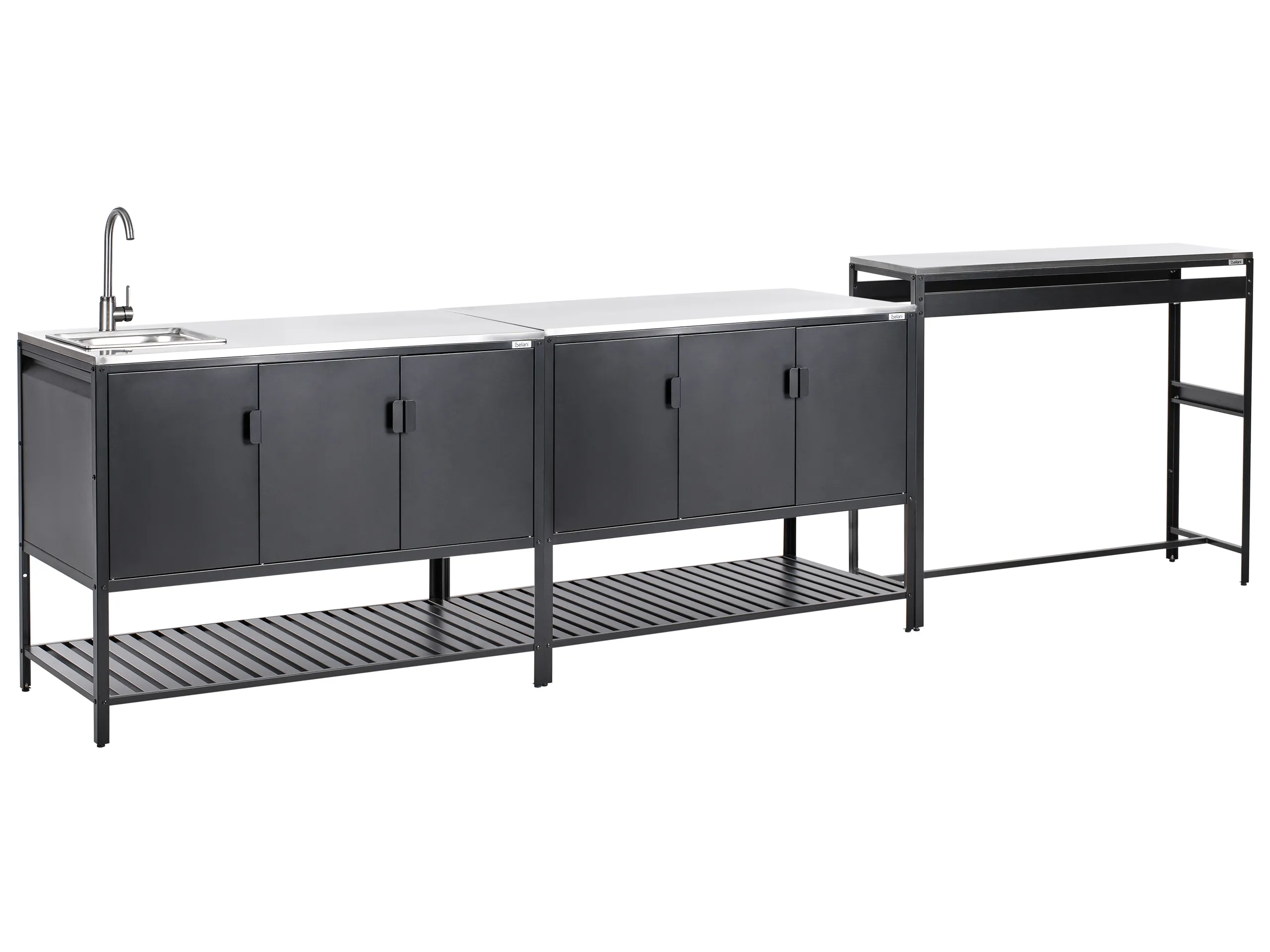 3 Piece Outdoor Kitchen Set with Sink MAENZA Metal Black