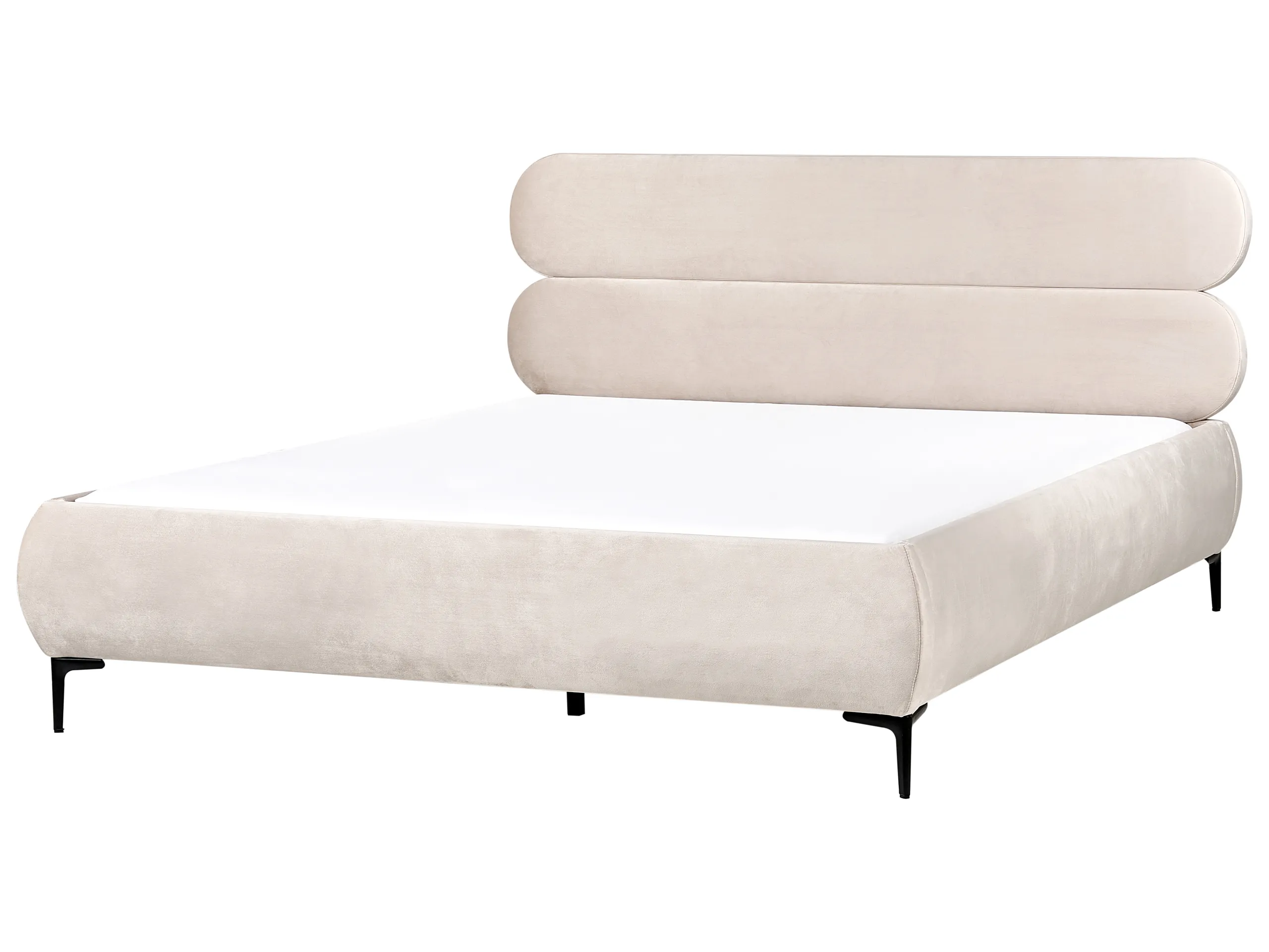 Cama Terciopelo LESSAY 180 x 200 cm Beige claro
