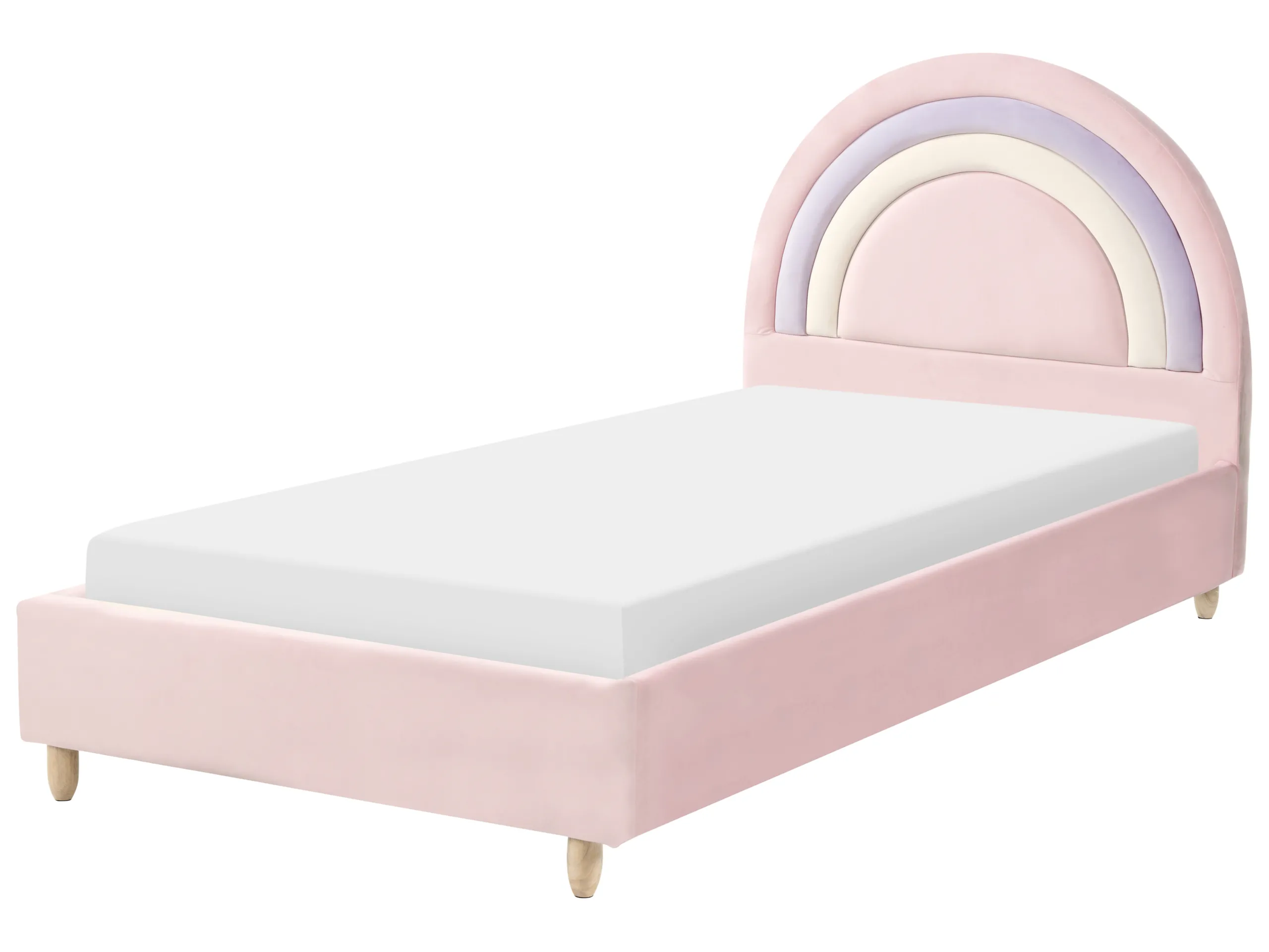 Cama infantil Arco iris Terciopelo LANDEILLAU 90 x 200 cm Rosa