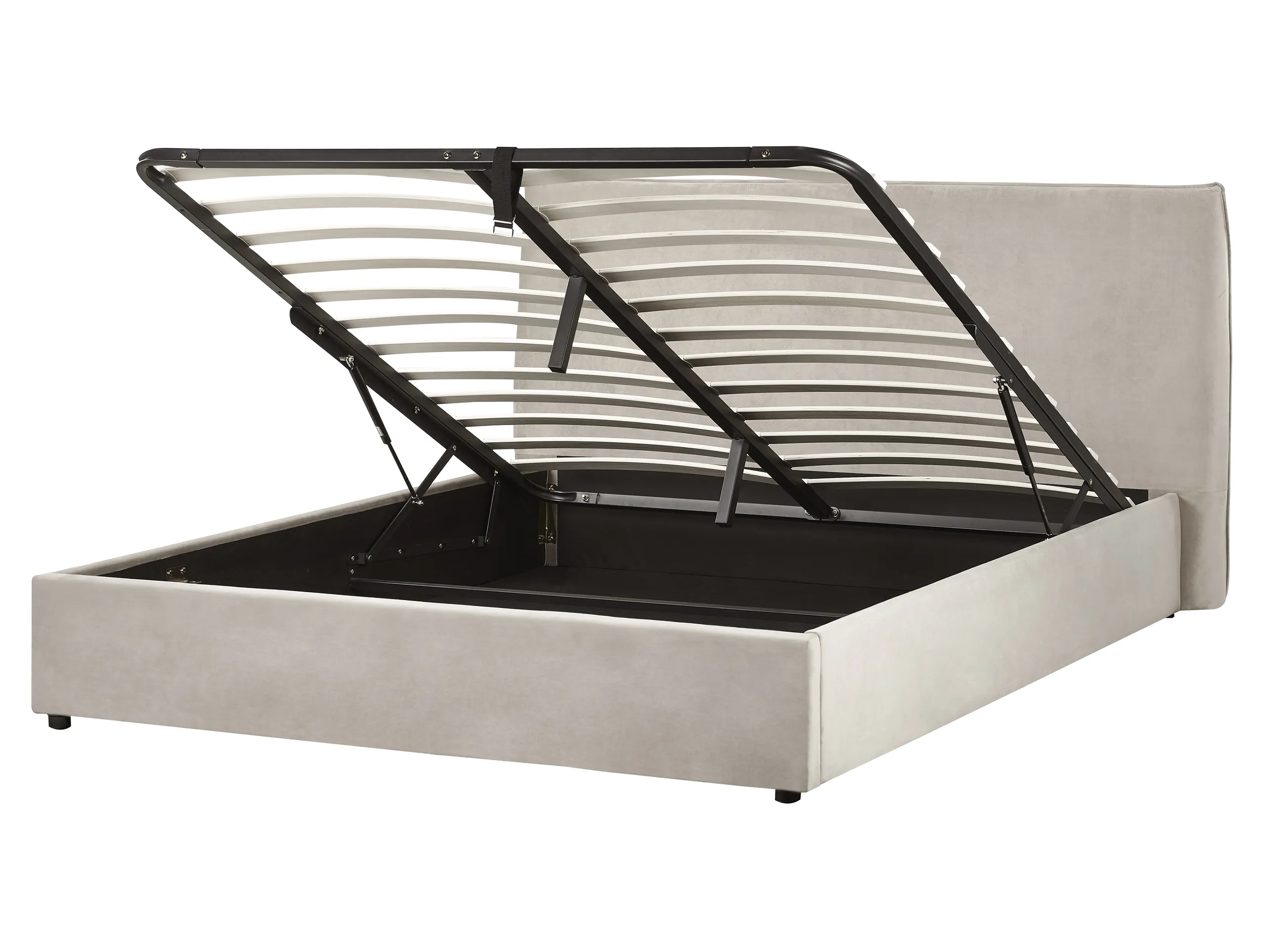 Cama con almacenaje Terciopelo LAVAUR 160 x 200 cm Gris pardo