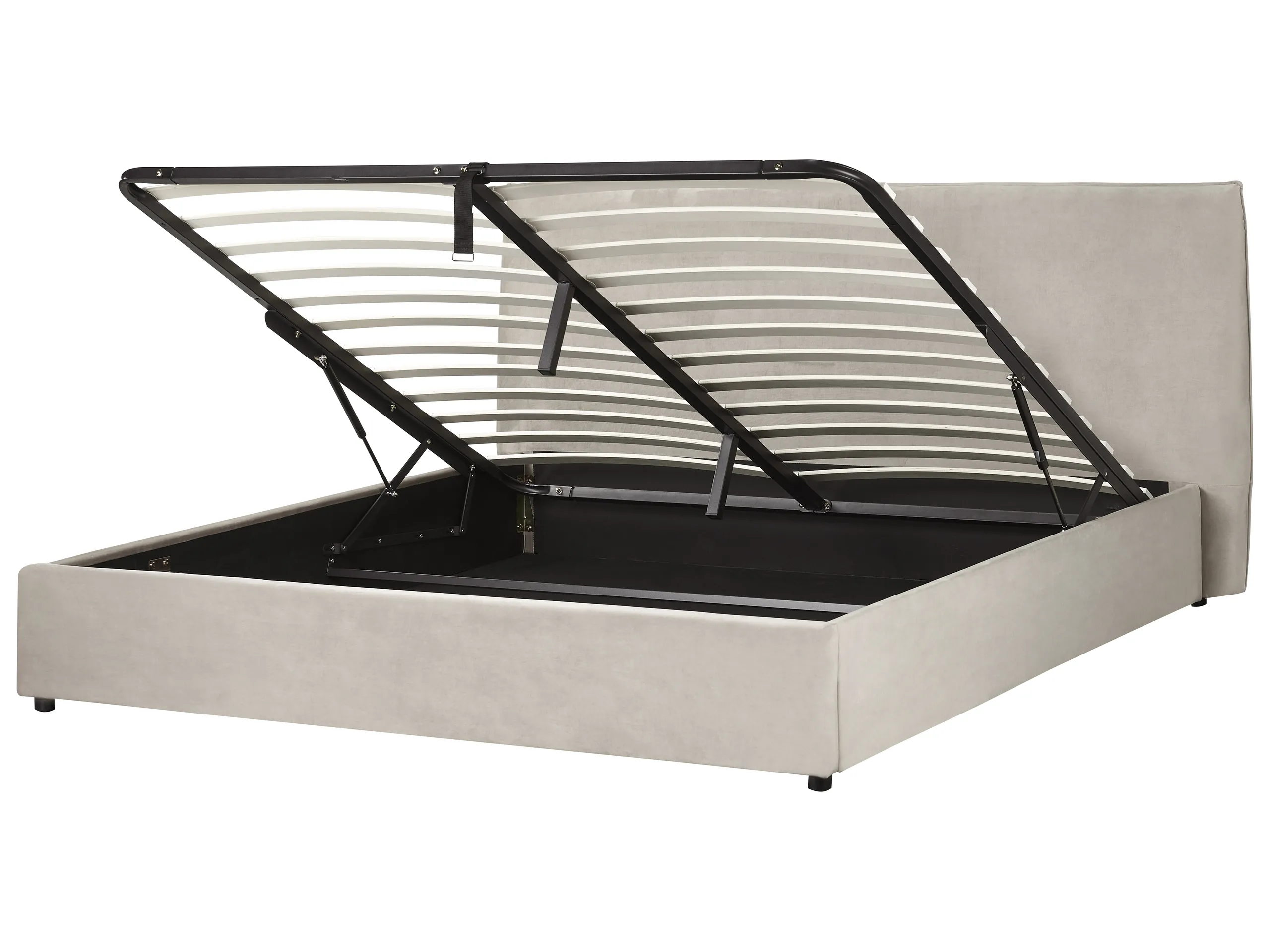 Cama con almacenaje Terciopelo LAVAUR 180 x 200 cm Gris pardo