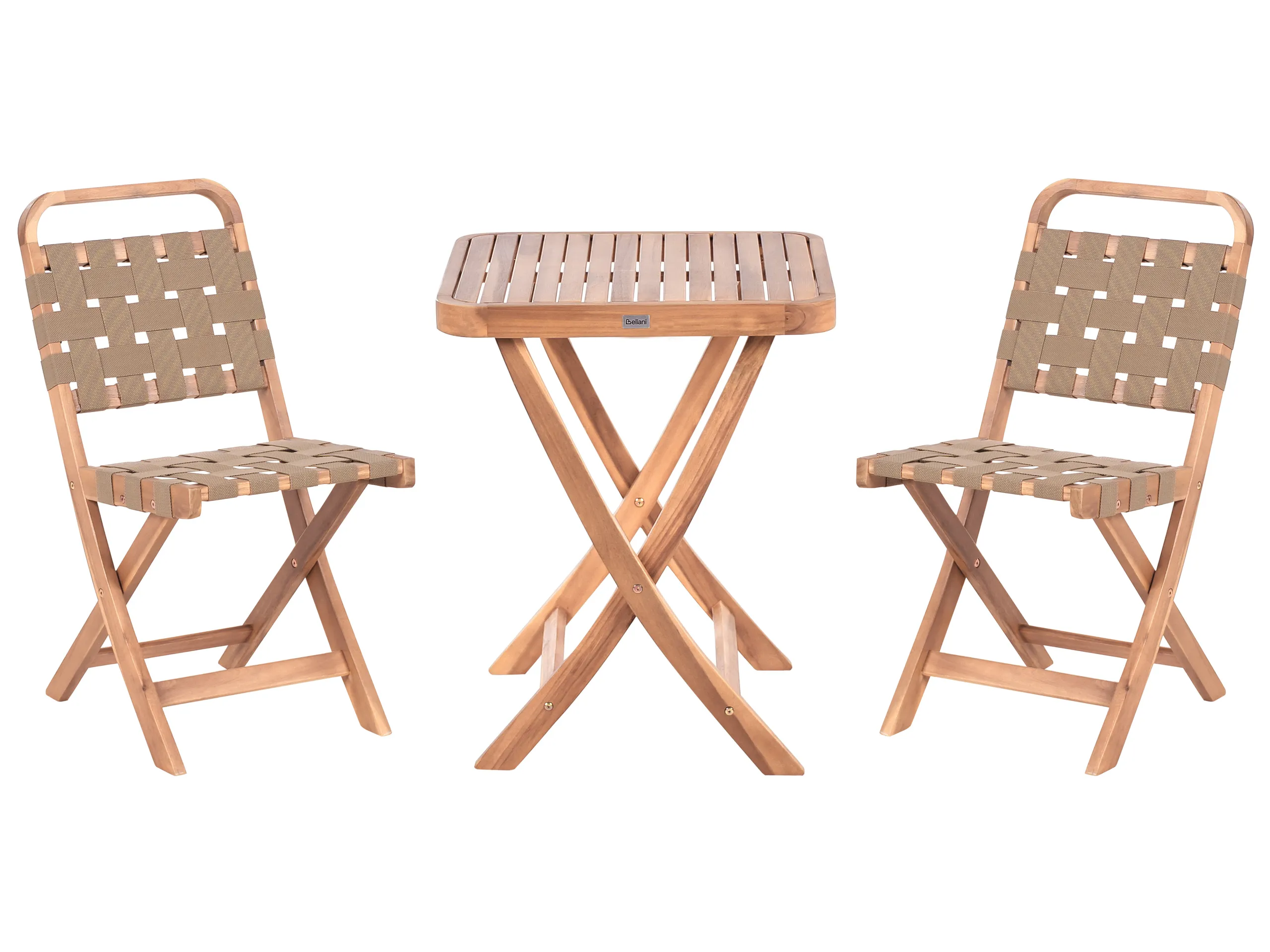 Bistro Set Folding CALCIANO Certified Acacia Wood Brown
