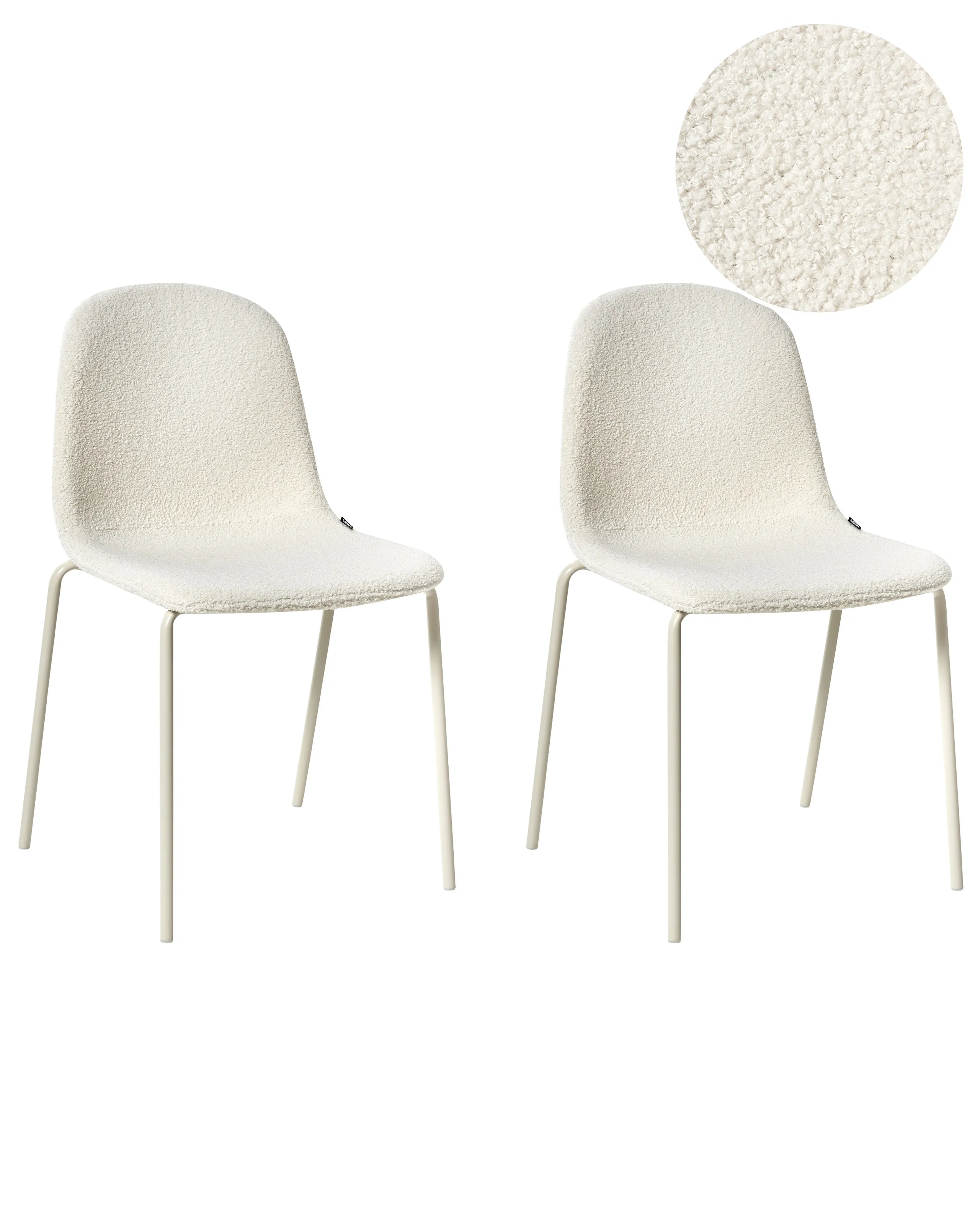 Conjunto de 2 sillas de conferencia LOMA Bouclé Blanco crema