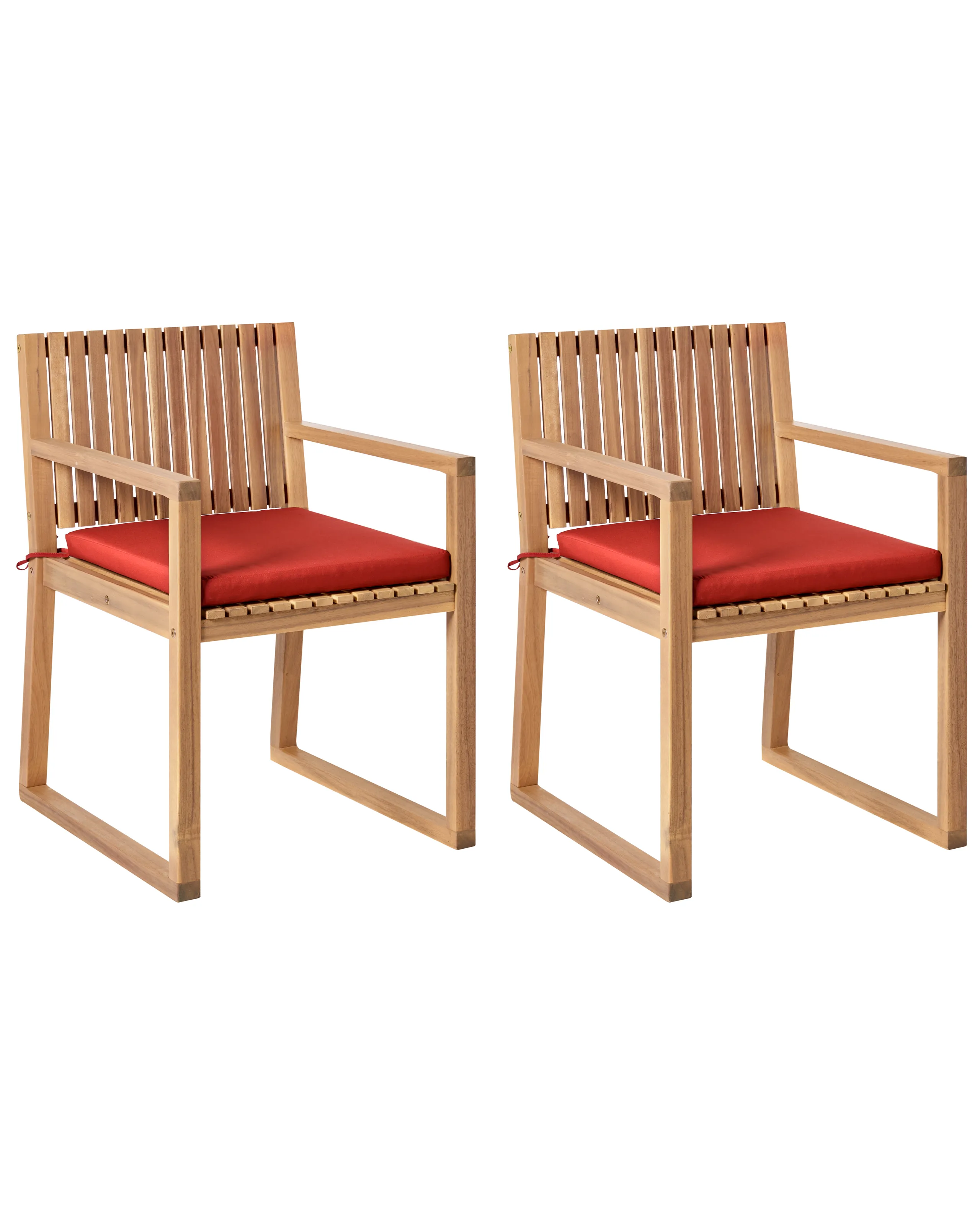 Conjunto de 2 sillas de jardín con cojines SASSARI PREMIUM Madera de acacia certificada Rojo