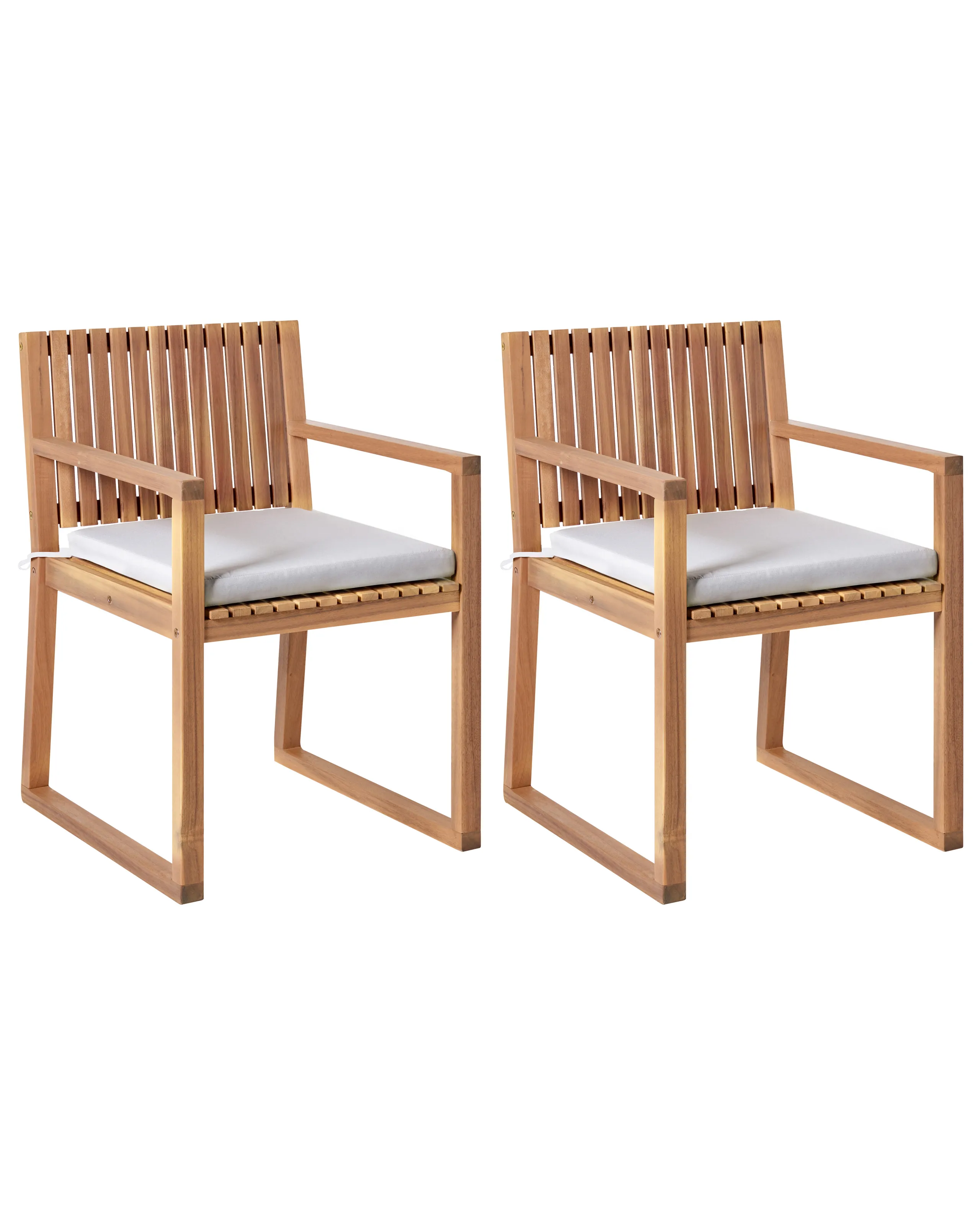 Conjunto de 2 sillas de jardín con cojines SASSARI PREMIUM Madera de acacia certificada Gris claro