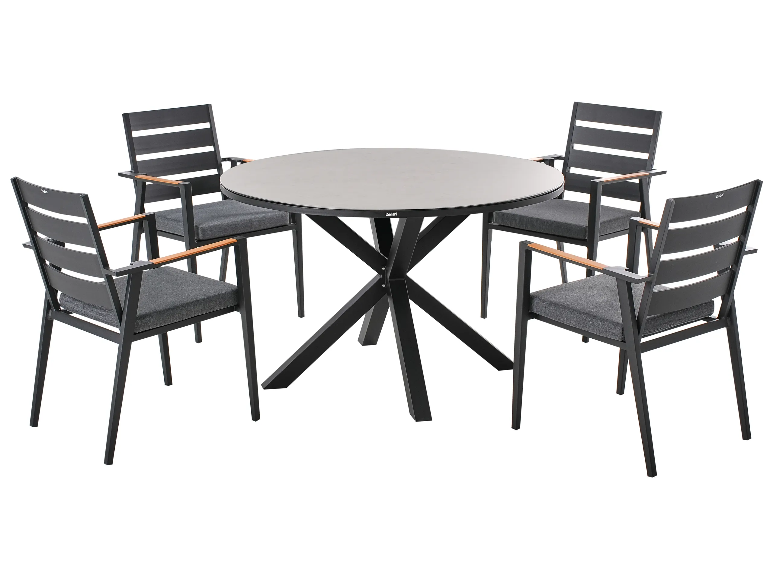 Garden Dining Set 4 Seater MALETTO/TAVIANO with Cushions Metal Grey/ Black