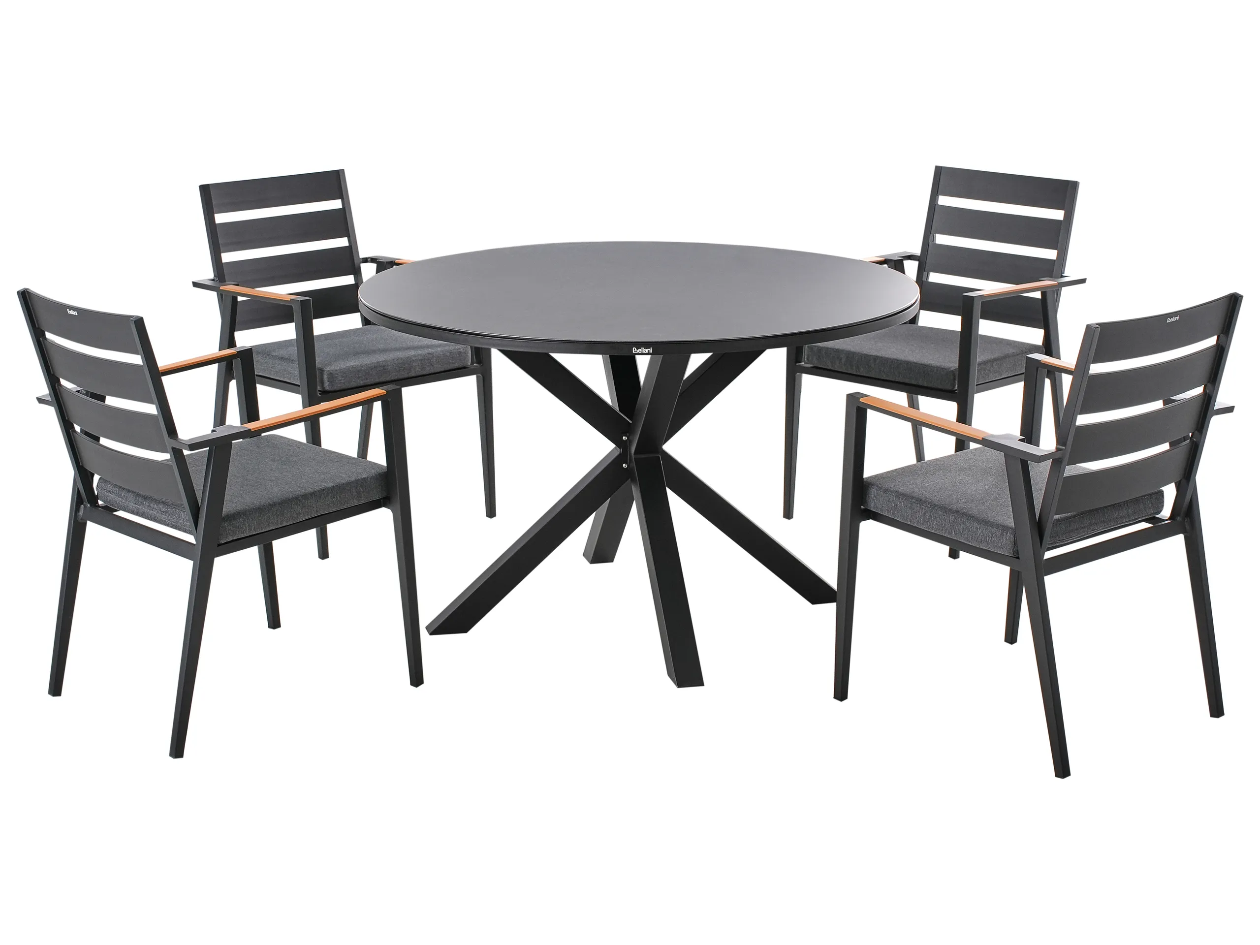 Garden Dining Set 4 Seater MALETTO/TAVIANO with Cushions Metal Black