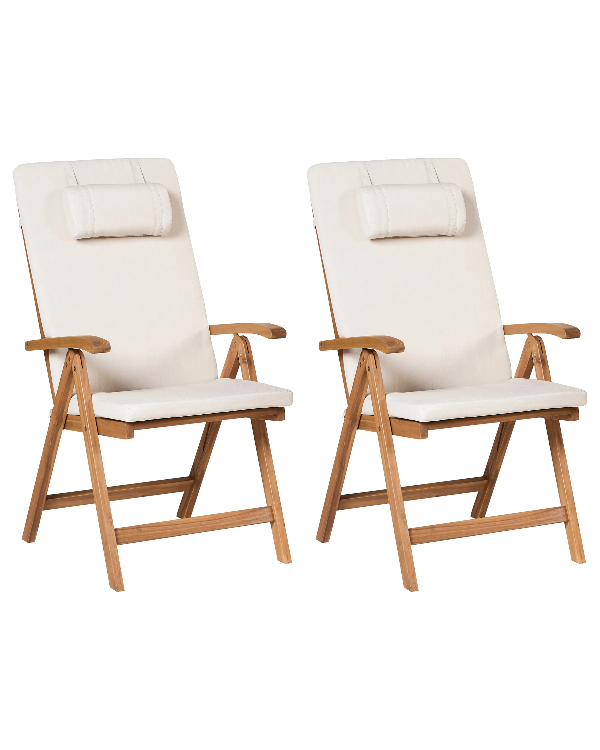 Conjunto de 2 sillas de jardín con cojines JAVA PREMIUM Madera de acacia Beige claro