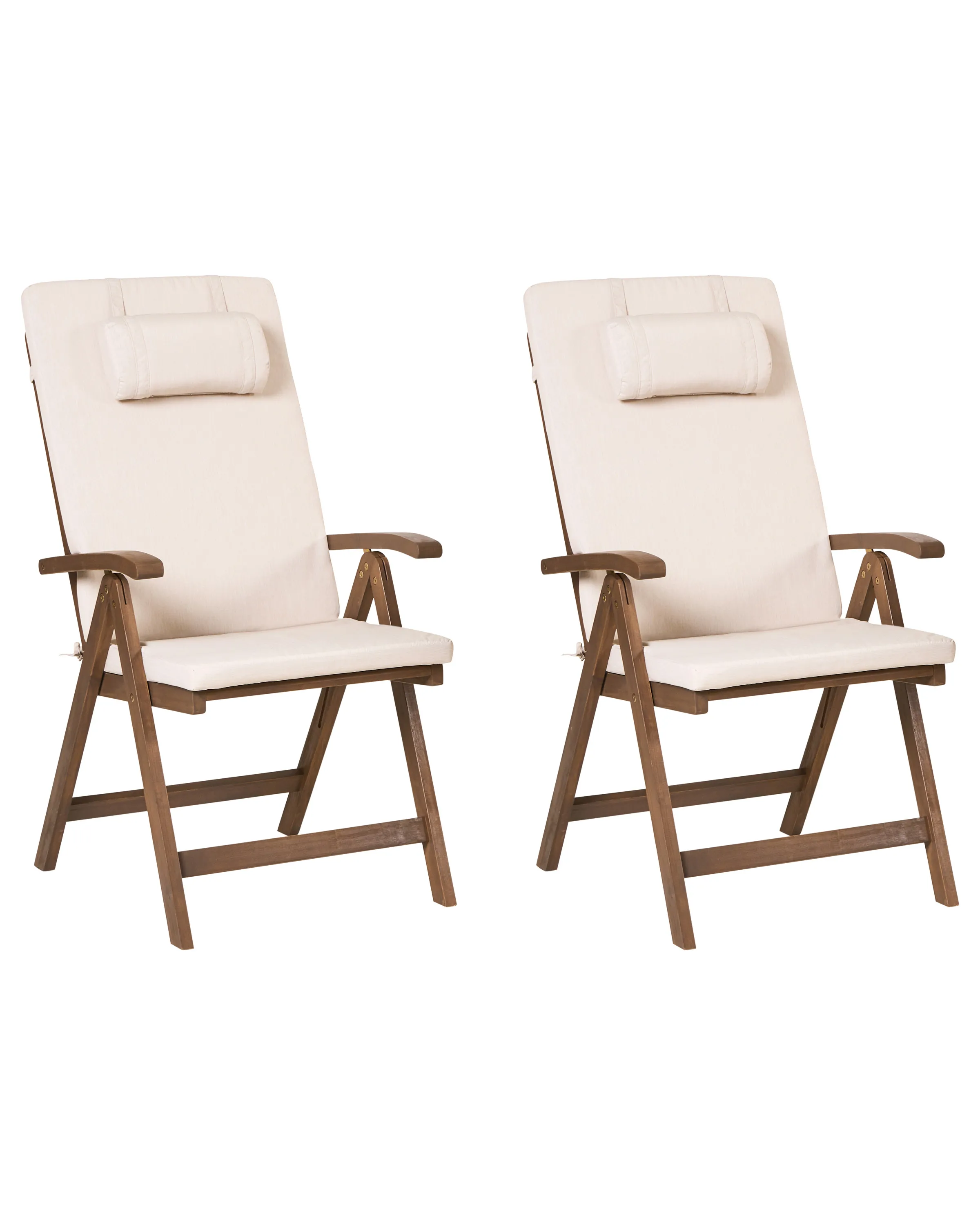Conjunto de 2 sillas de jardín con cojines AMANTEA PREMIUM Madera de acacia Beige claro