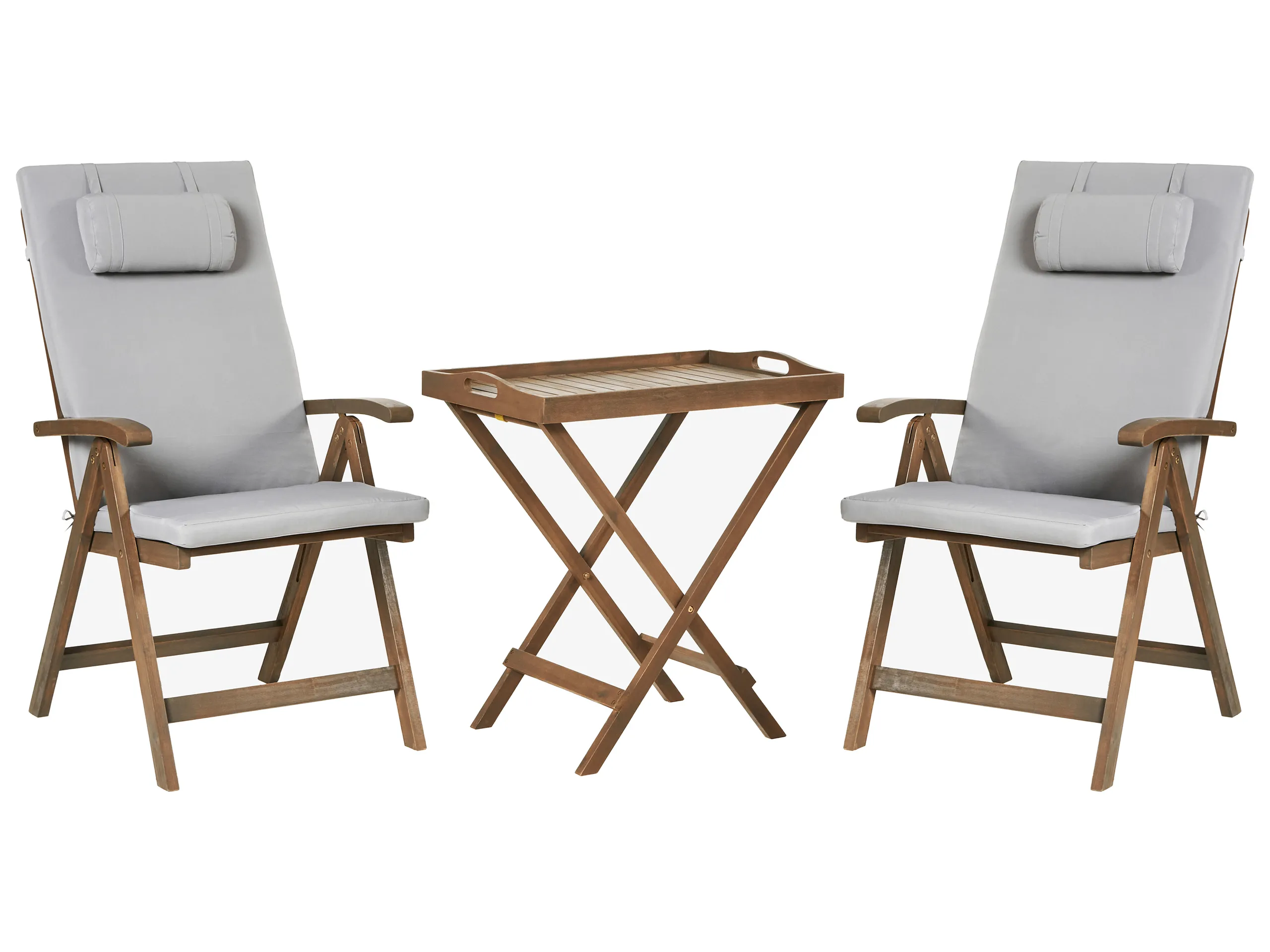 Bistro Set AMANTEA PREMIUM Acacia Wood Light Grey