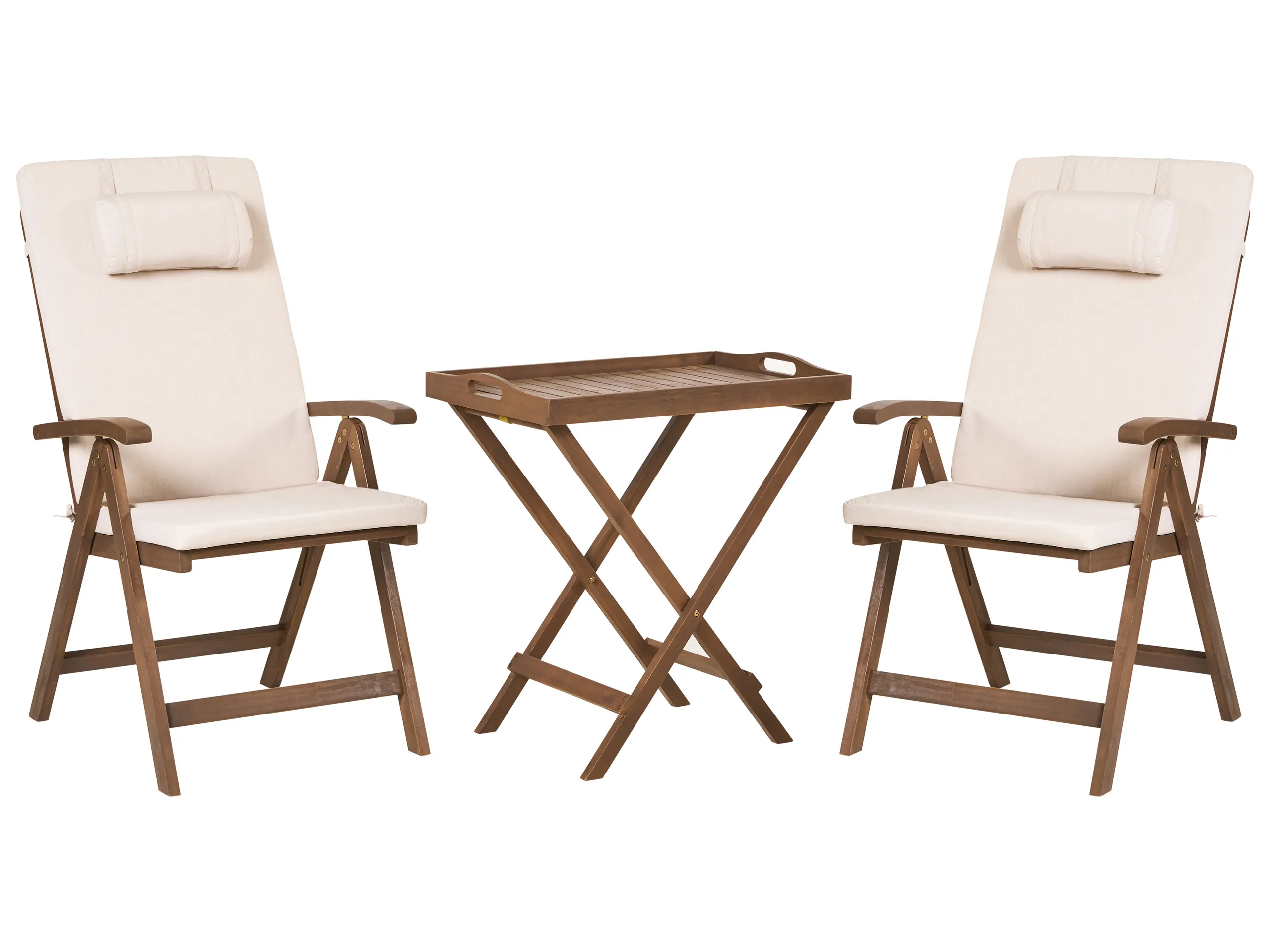 Bistro Set AMANTEA PREMIUM Acacia Wood Light Beige