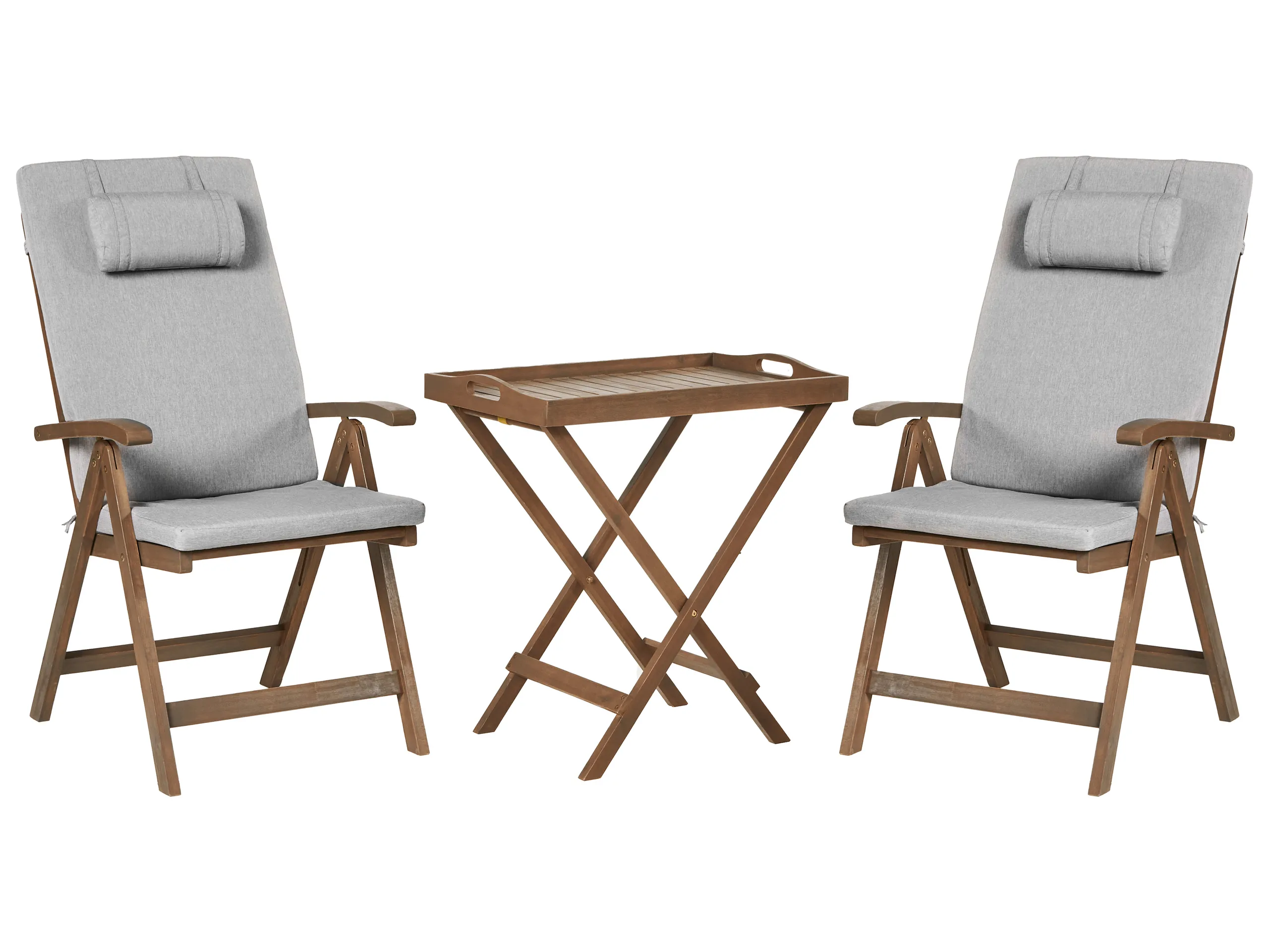 Bistro Set AMANTEA PREMIUM Acacia Wood Grey Melange
