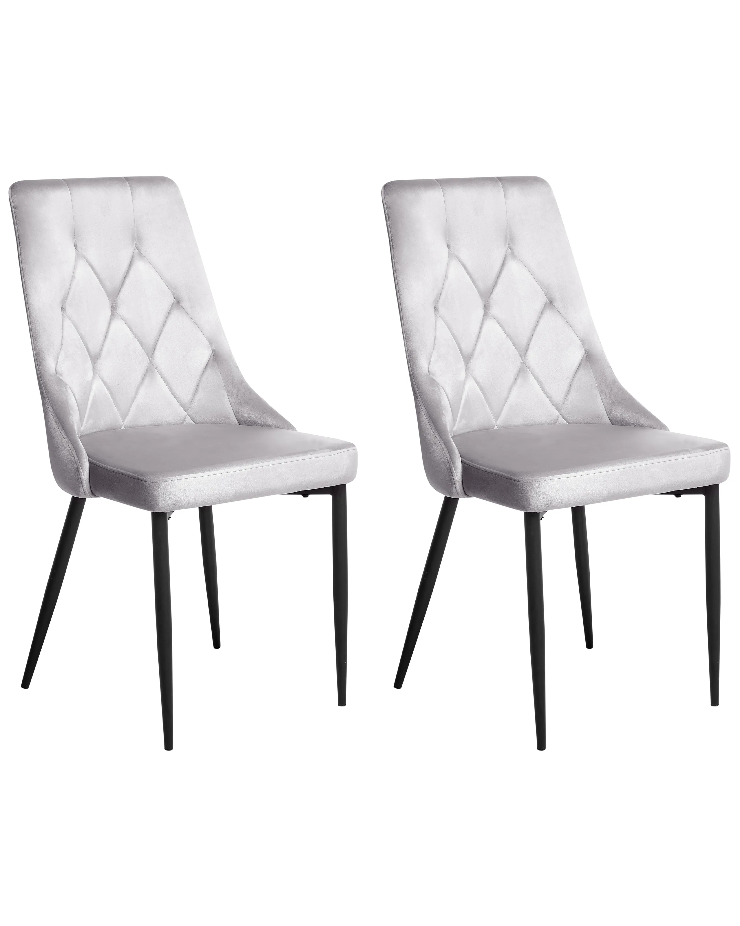 Conjunto de 2 sillas de comedor AVENIR Terciopelo Gris claro